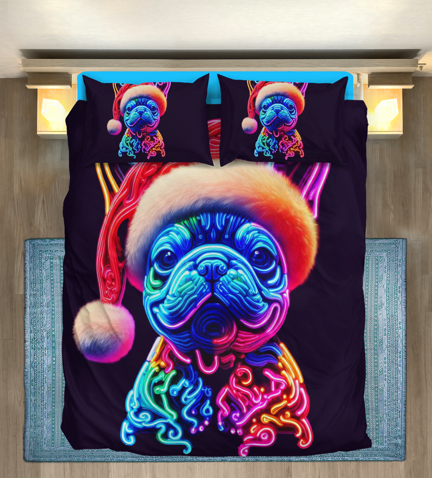 Christimas French Bulldog Bed Linen Set for Frenchie Fans-fadou