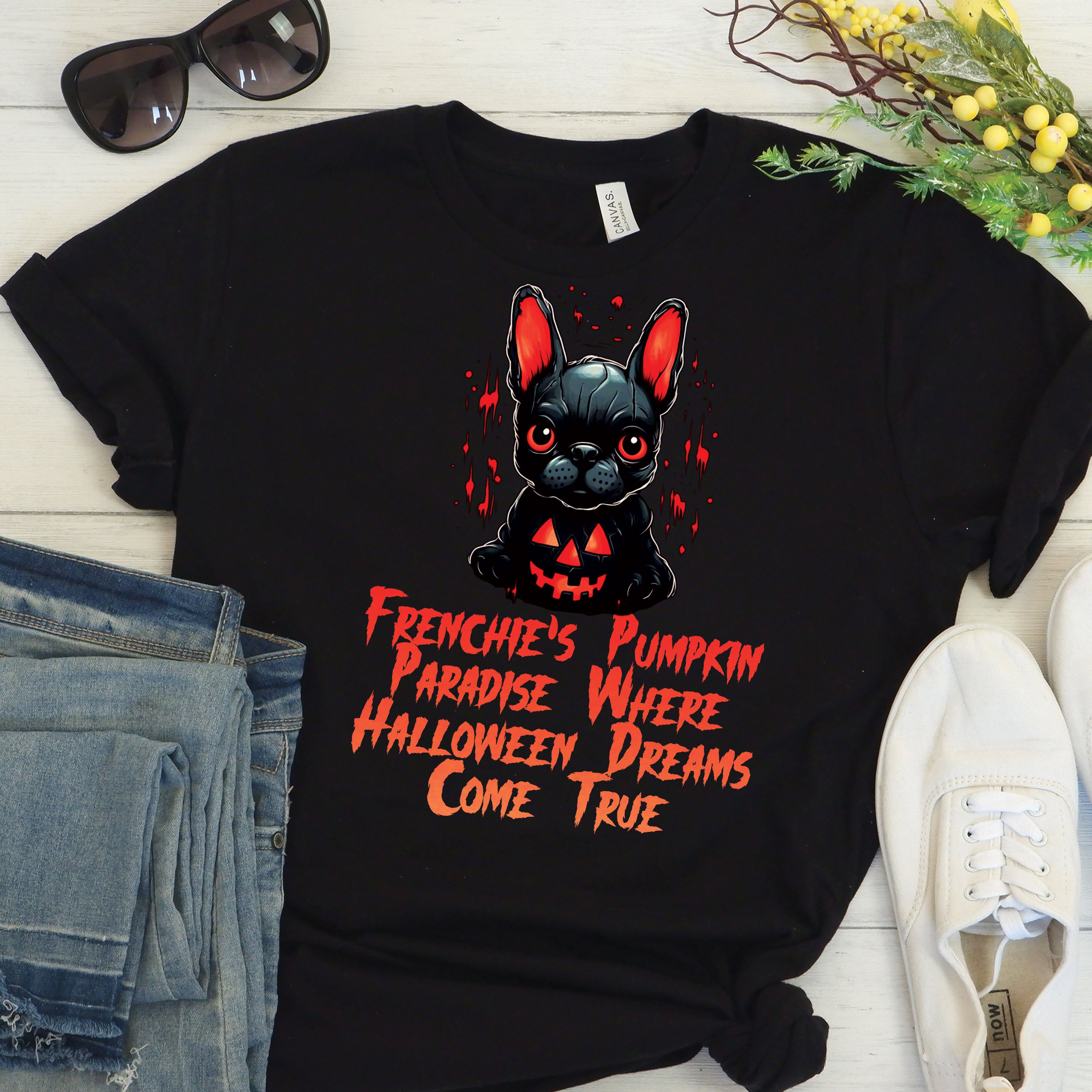 French Bulldog Pumpkin Parade - Unisex T-Shirt for Dog Park Days-fadou