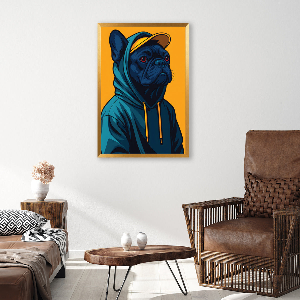 Baxter French Bulldog Canvas Wall Art for Frenchie Fans-fadou