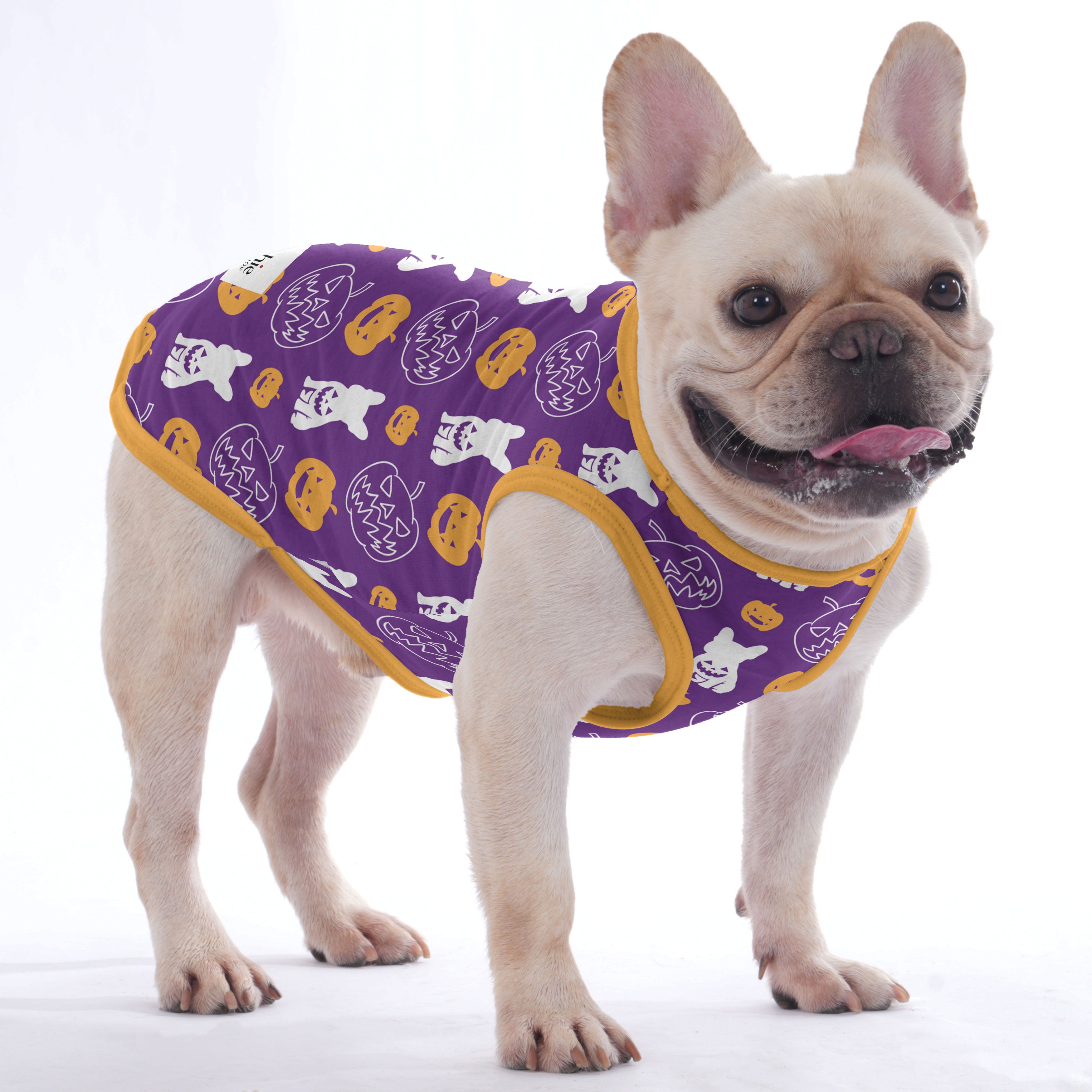 French Bulldog Halloween Cotton Tee for Short-Nosed Dogs-fadou