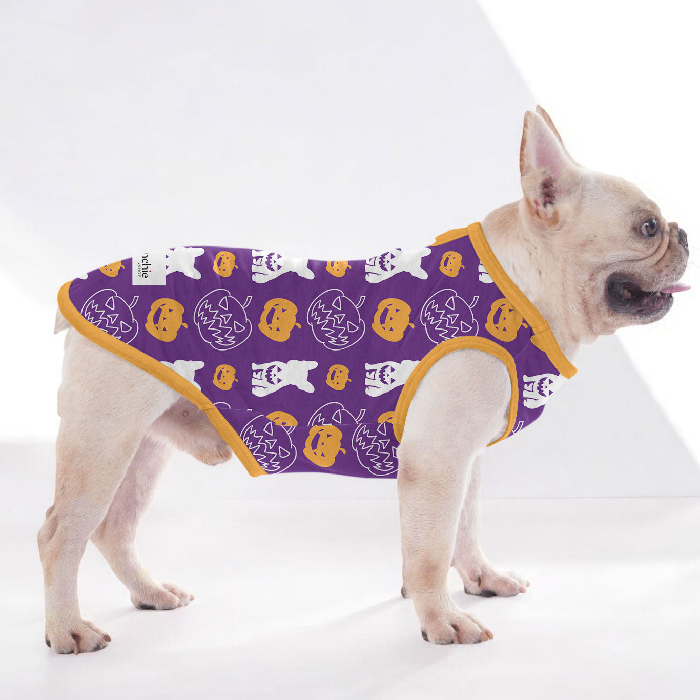 French Bulldog Halloween Cotton Tee for Short-Nosed Dogs-fadou