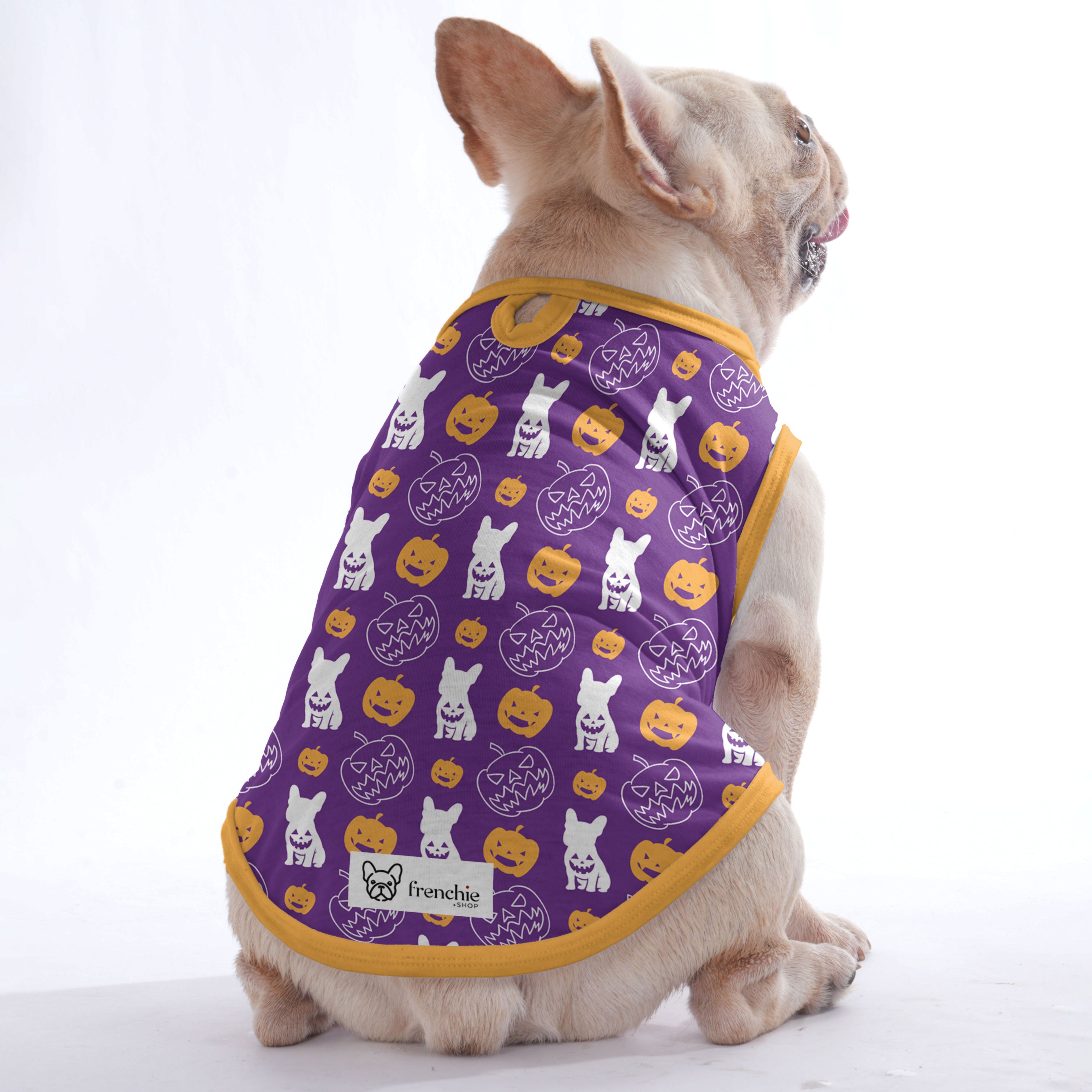 French Bulldog Halloween Cotton Tee for Short-Nosed Dogs-fadou