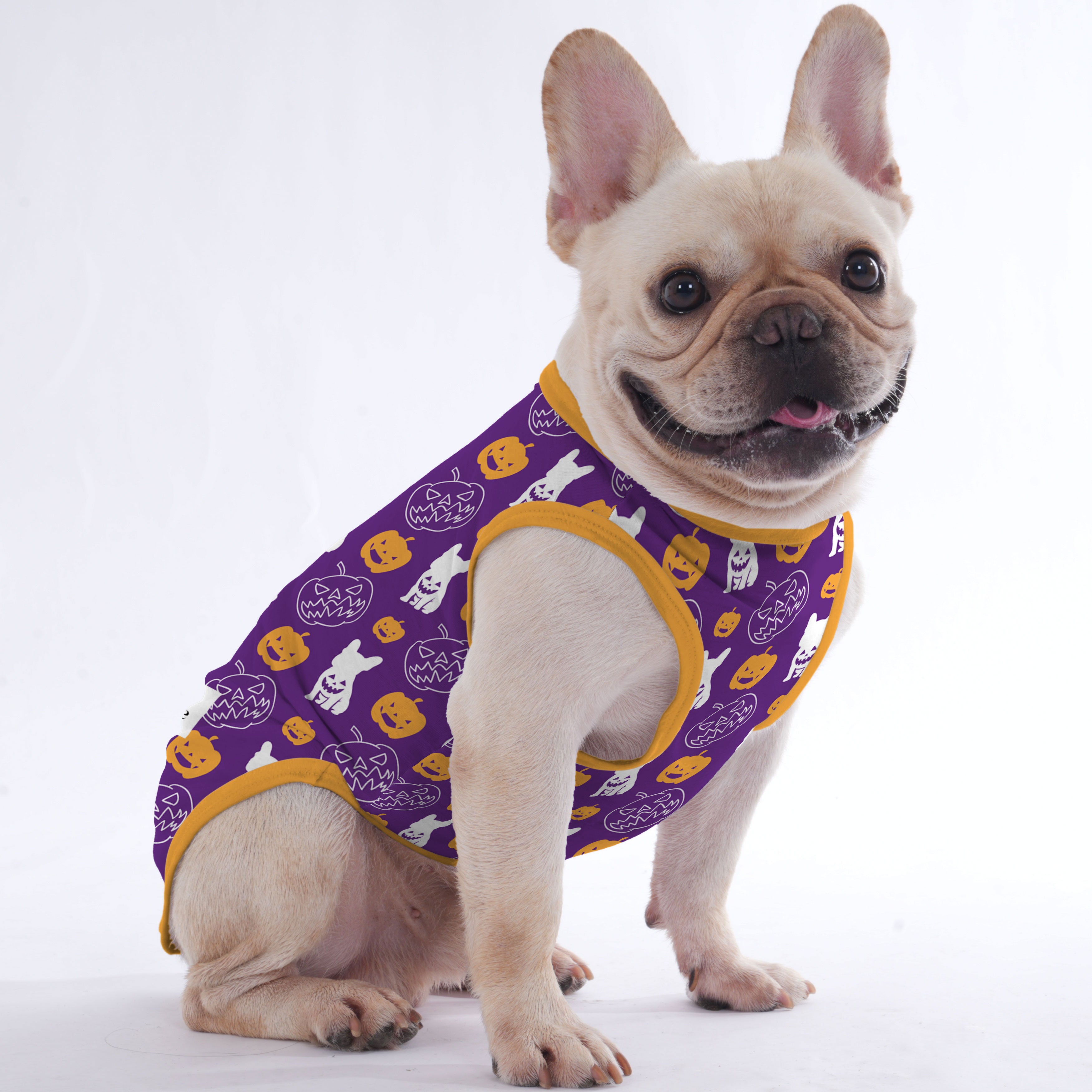 French Bulldog Halloween Cotton Tee for Short-Nosed Dogs-fadou