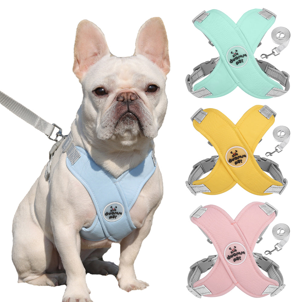 French Bulldog Breathable Chest Harness for Flat-Face Breeds-fadou