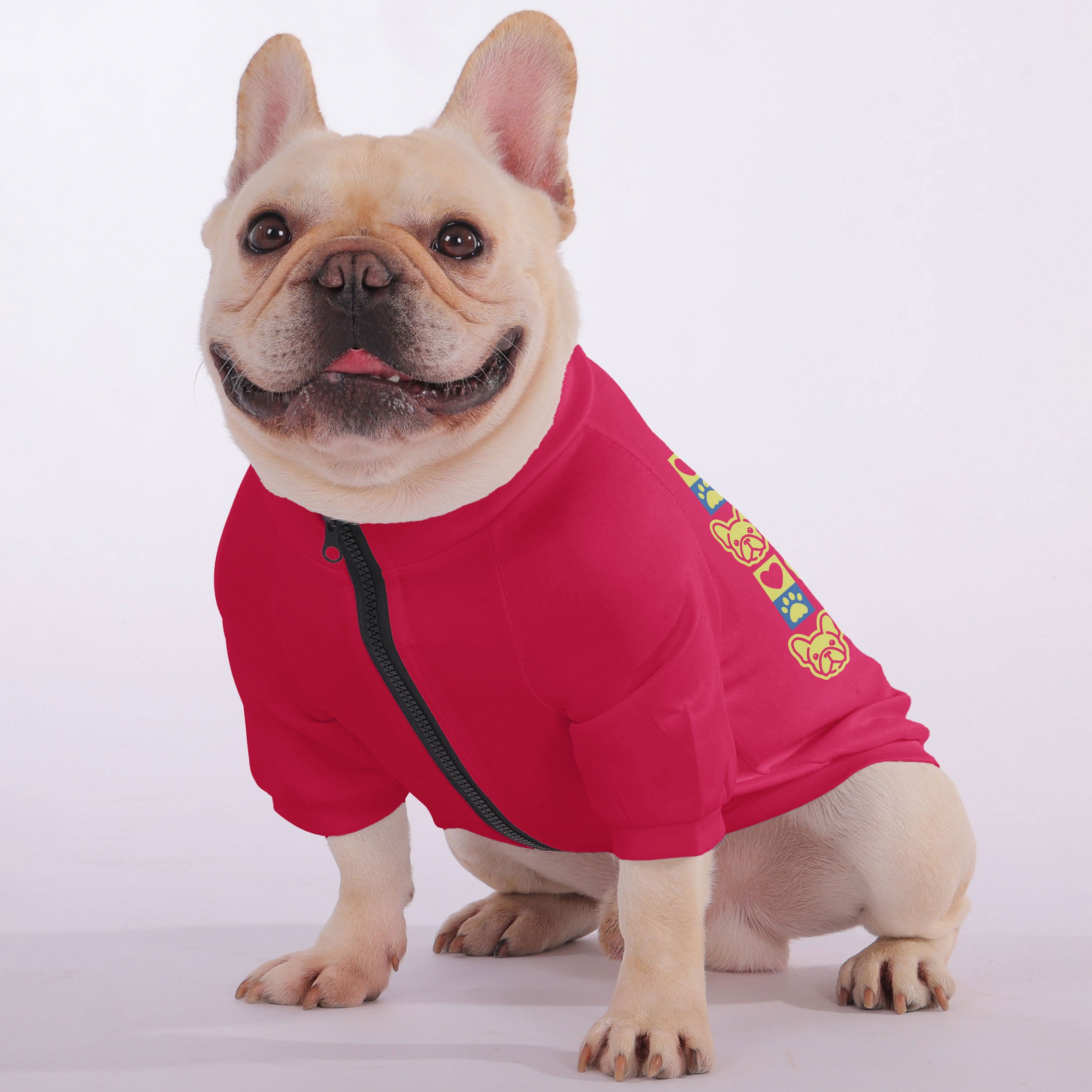 Muffin French Bulldog Fleece Hoodie for Outdoor Adventures-fadou