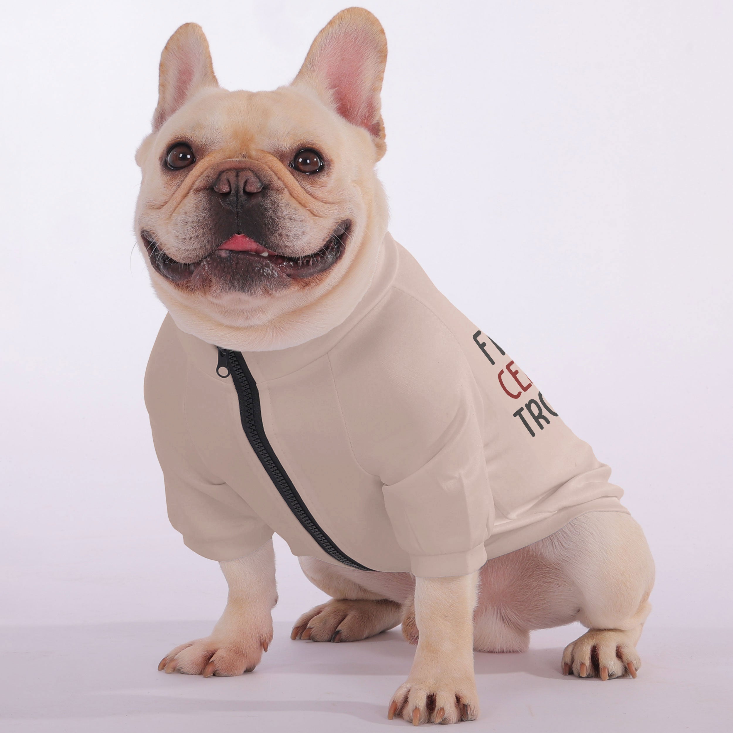 Frenchie Certified Trouble - Snuggly Zip-Up for French Bulldogs-fadou