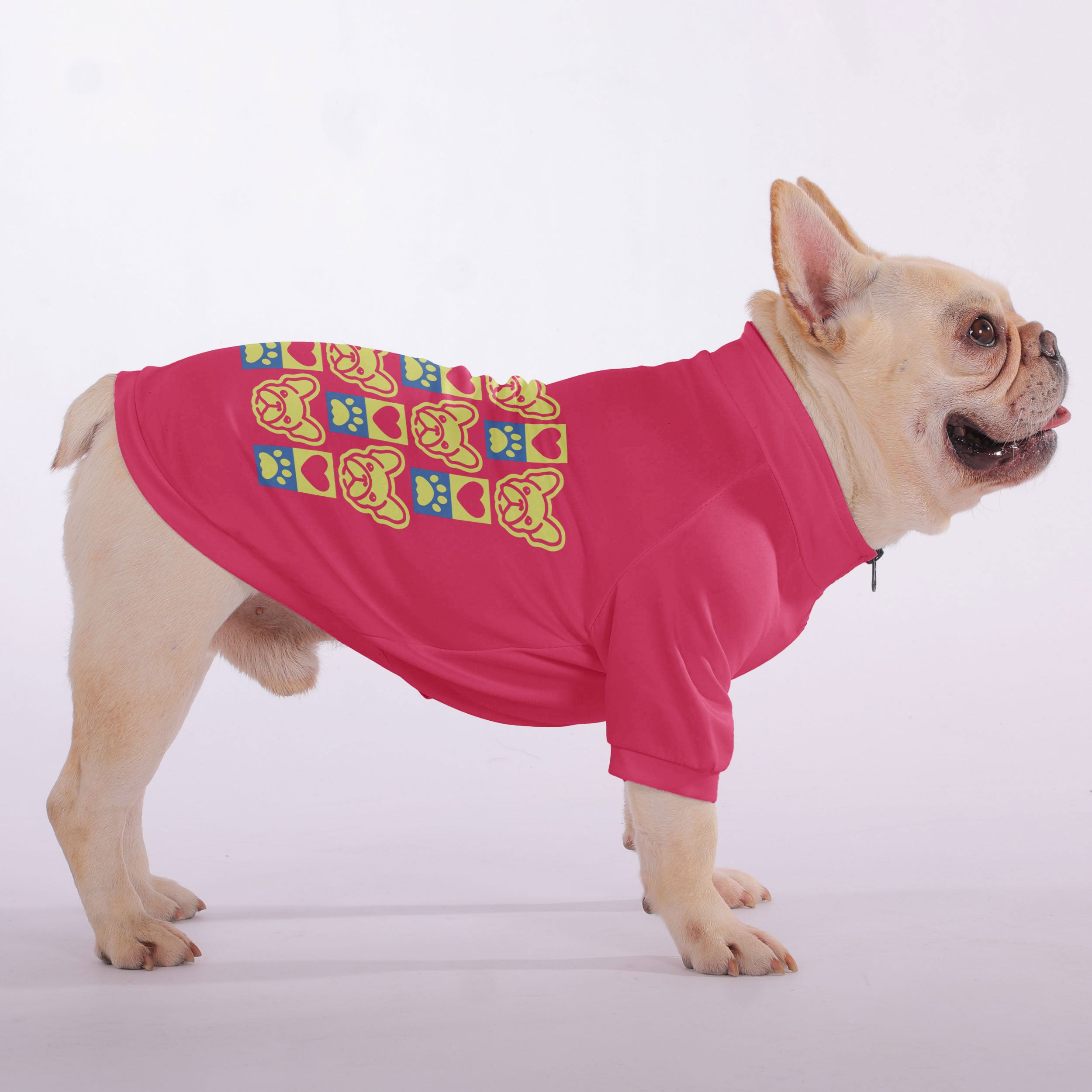 Muffin French Bulldog Fleece Hoodie for Outdoor Adventures-fadou