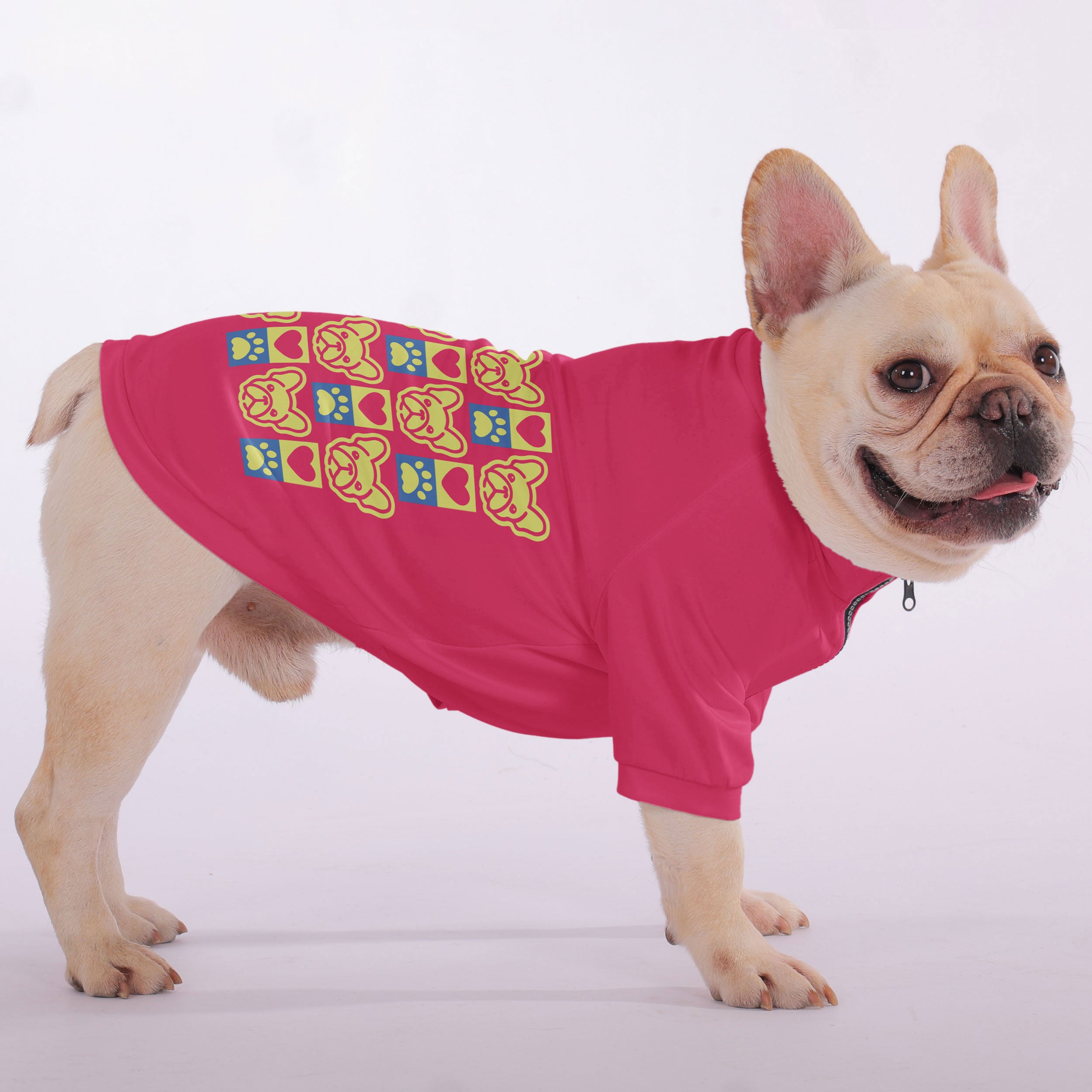 Muffin French Bulldog Fleece Hoodie for Outdoor Adventures-fadou