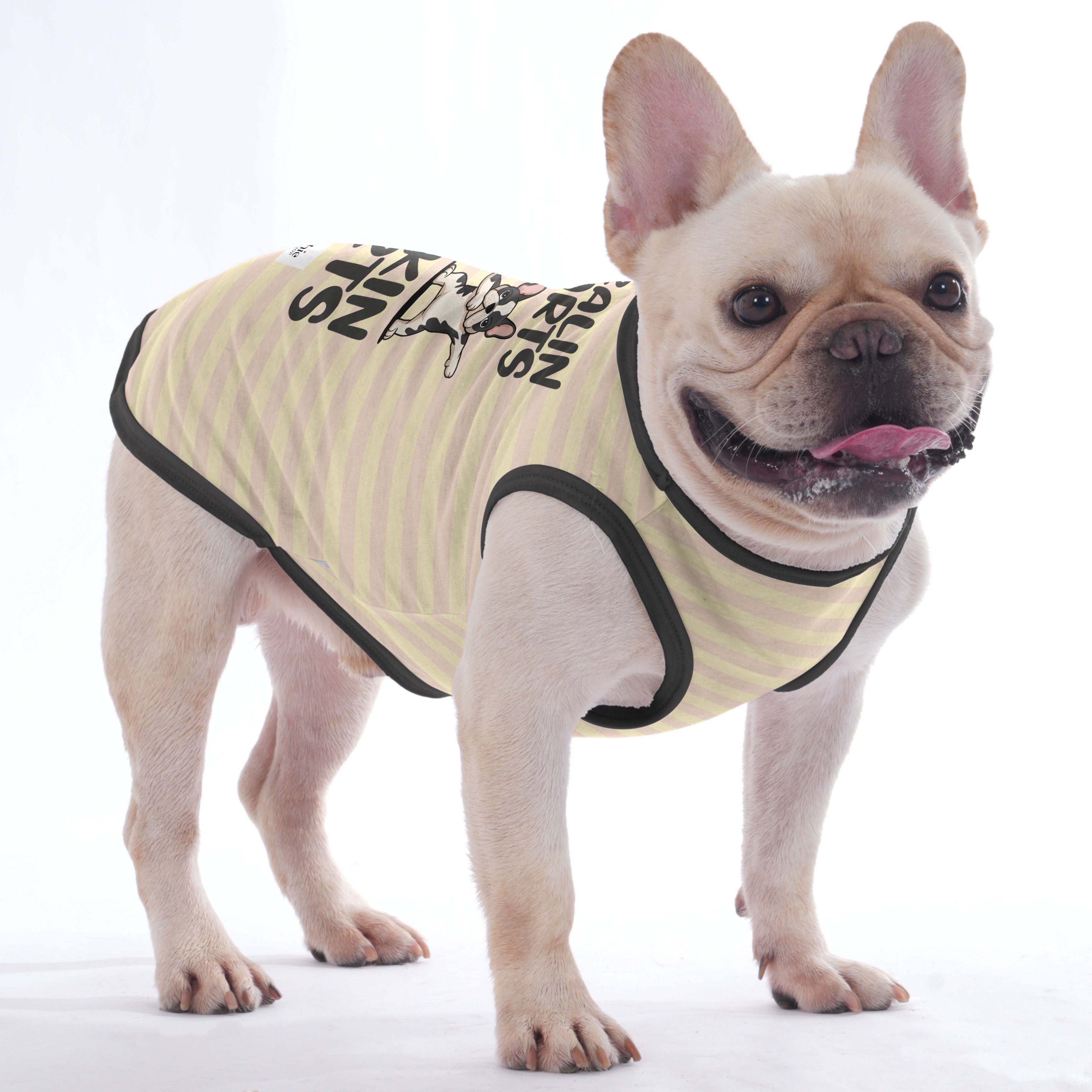 Stealin French Bulldog Cotton Tee for Outdoor Adventures-fadou