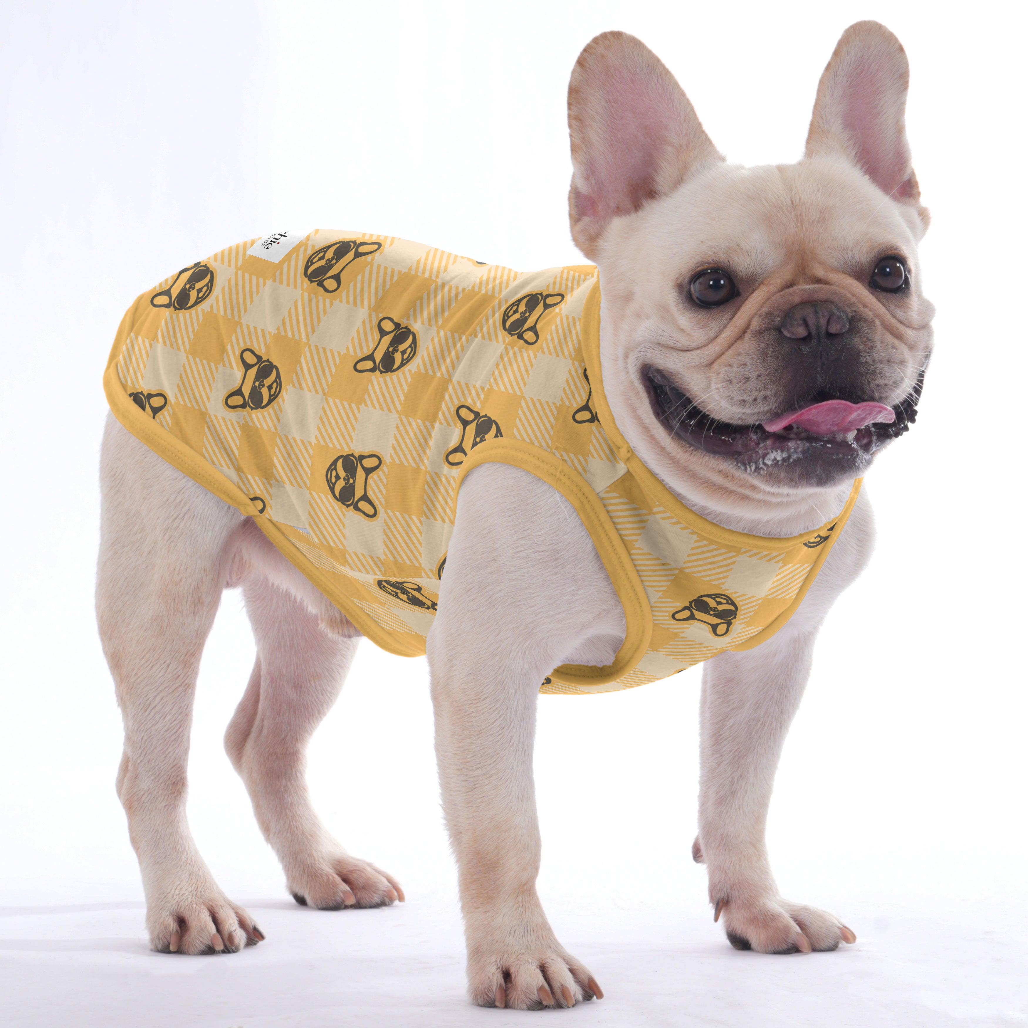 Buttons French Bulldog Cotton Tee for Brachycephalic Dogs-fadou