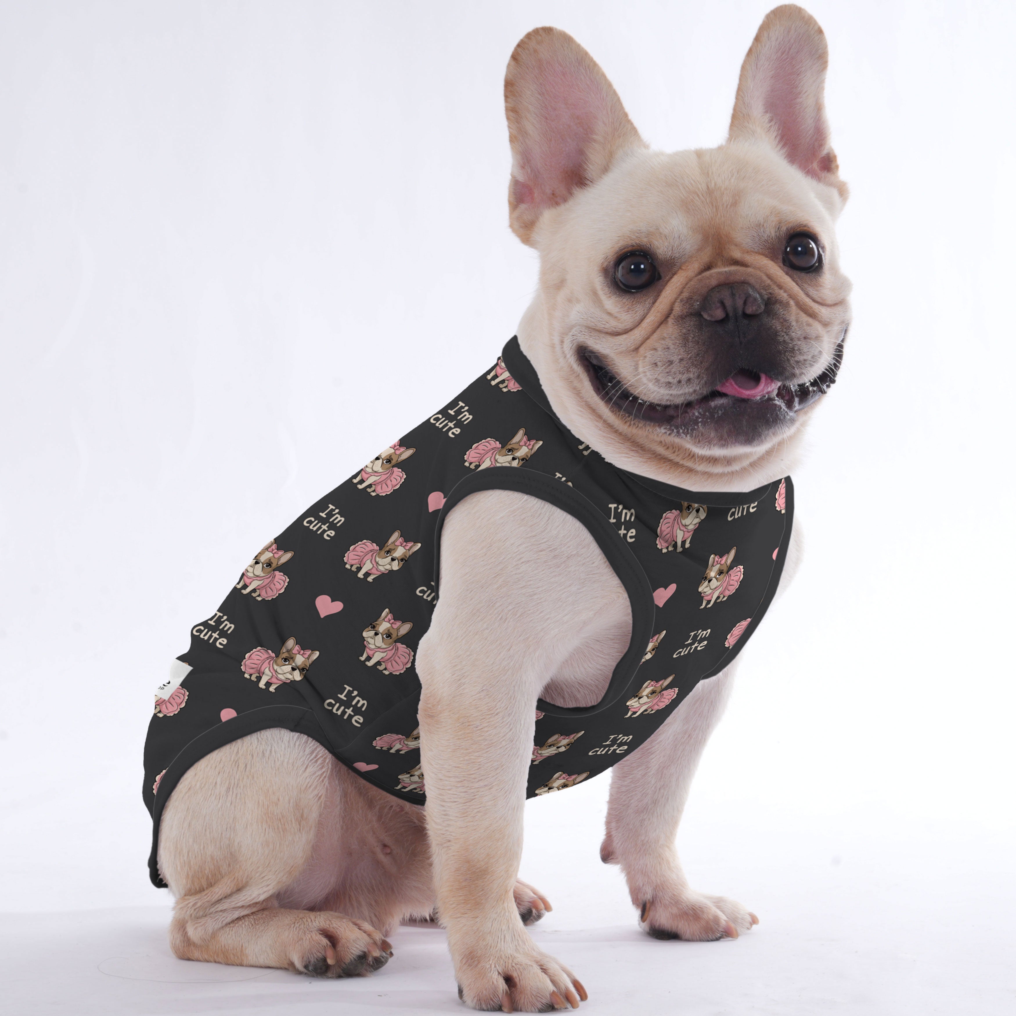 Checkers French Bulldog Pet Top for Brachycephalic Dogs-fadou