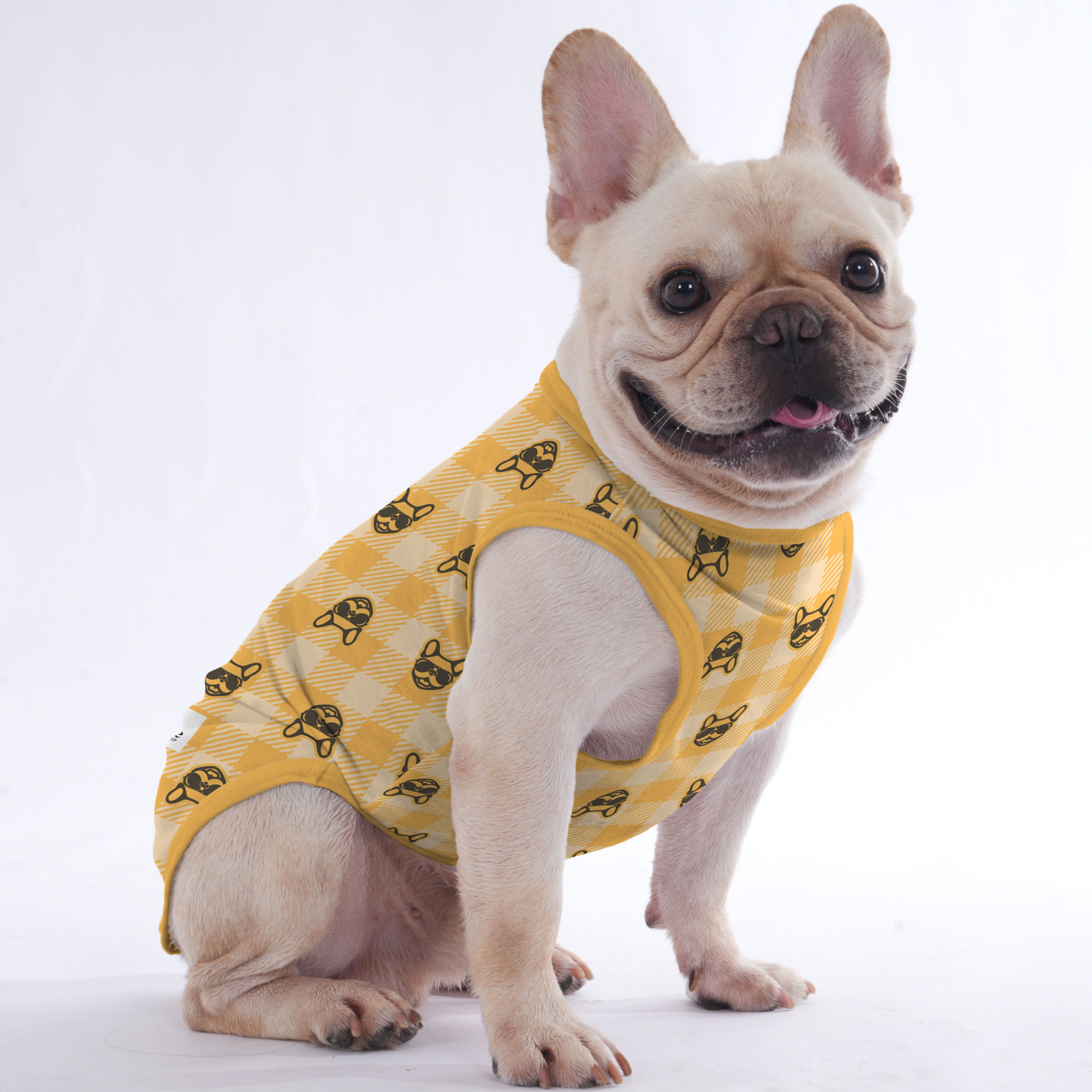 Buttons French Bulldog Cotton Tee for Brachycephalic Dogs-fadou