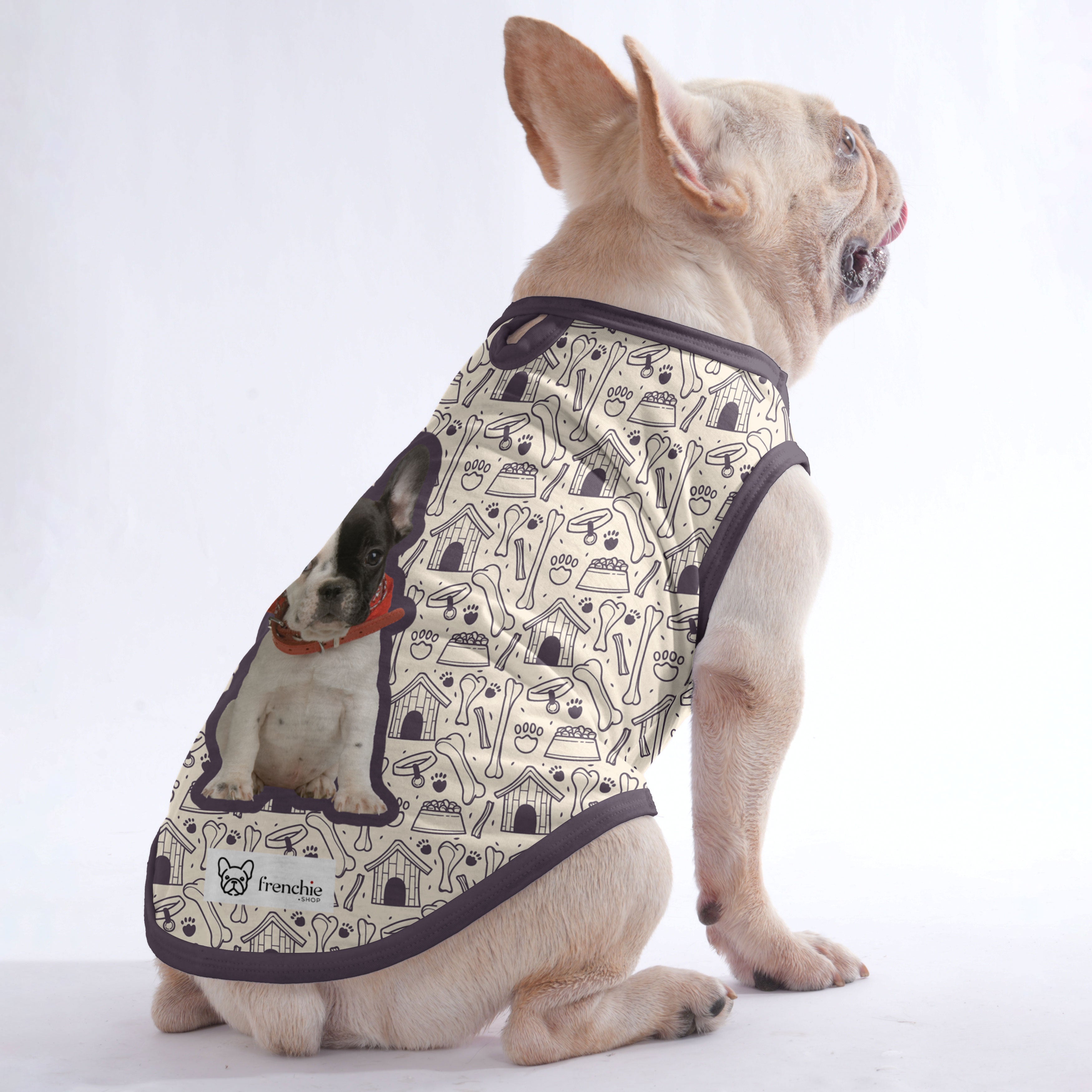 French Bulldog Personalized Cotton Tee for Brachycephalic Dogs-fadou