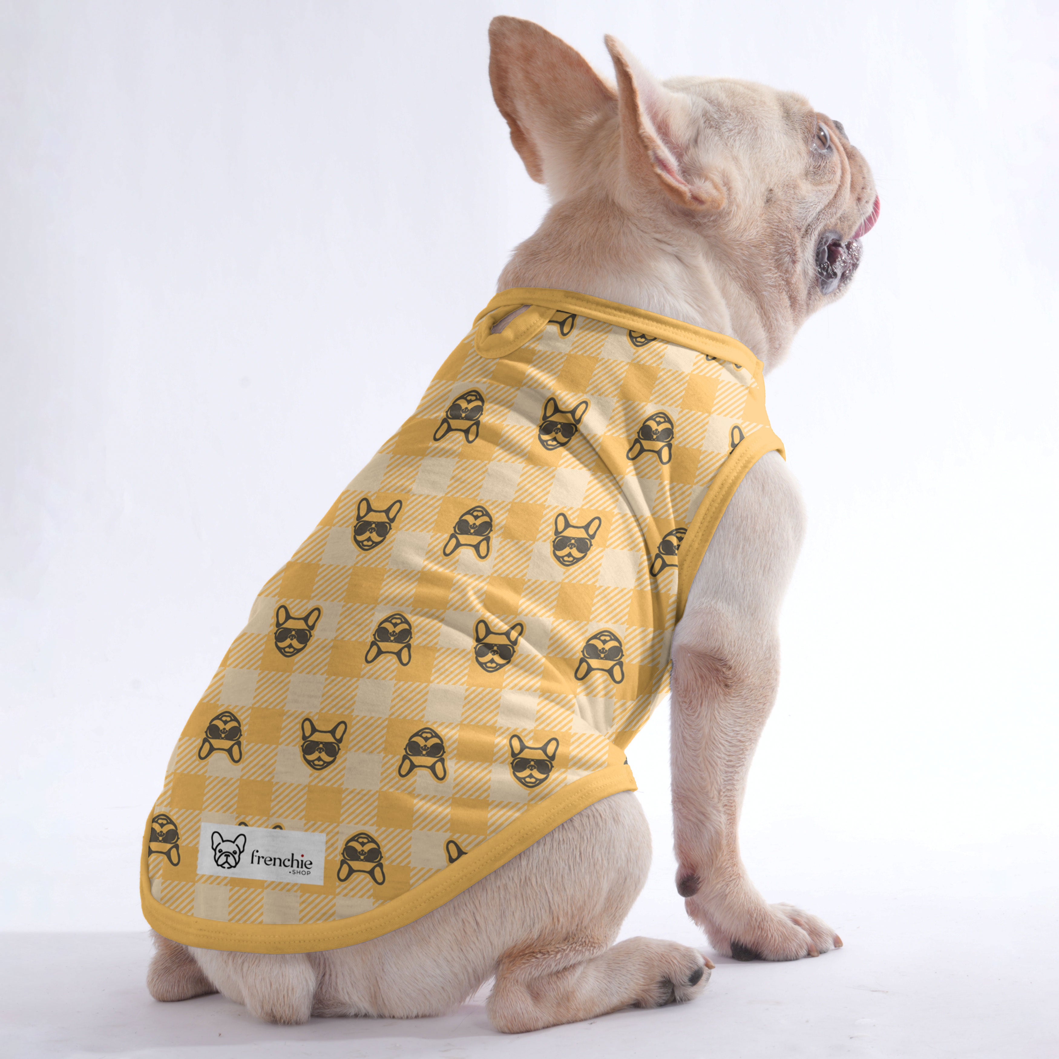 Buttons French Bulldog Cotton Tee for Brachycephalic Dogs-fadou