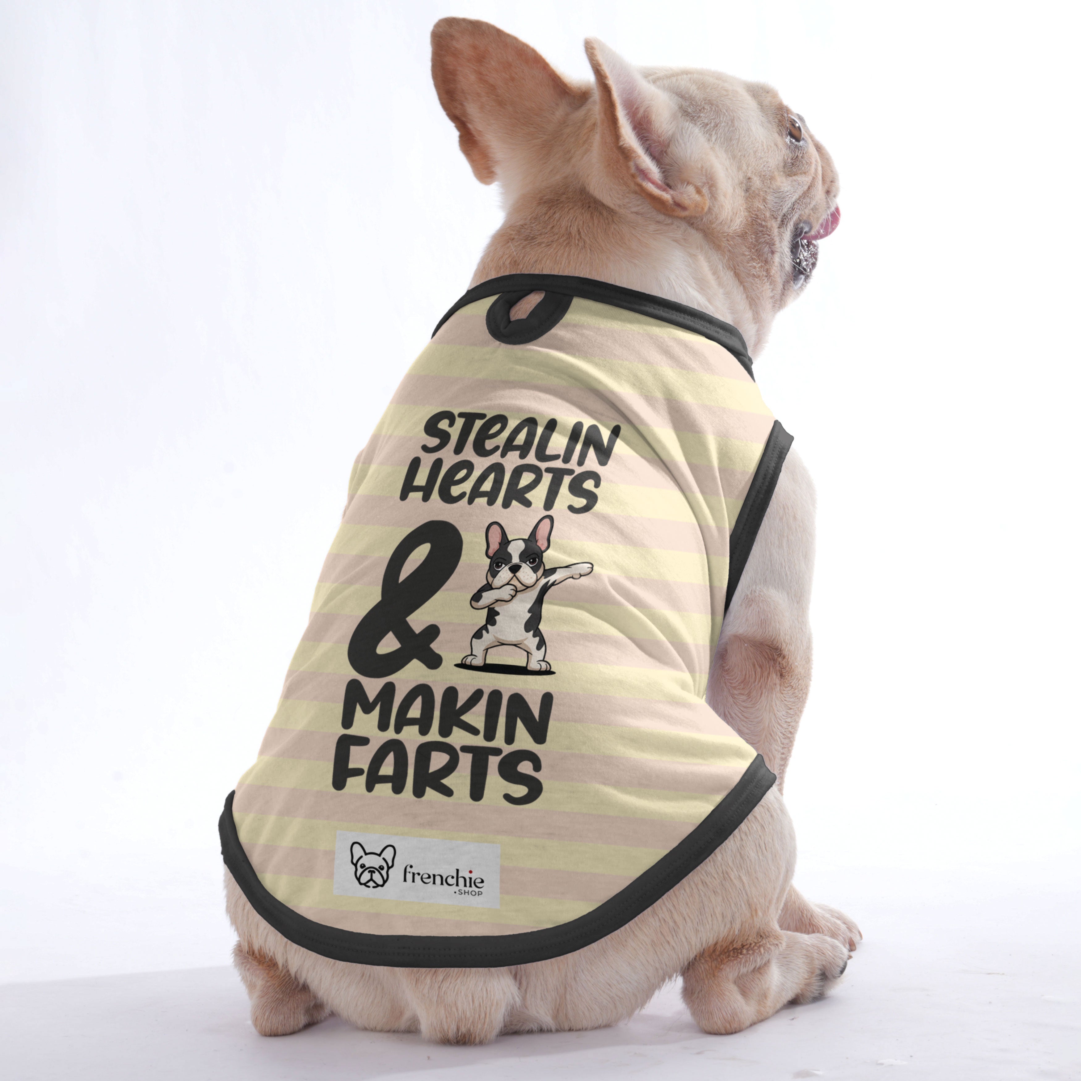 Stealin French Bulldog Cotton Tee for Outdoor Adventures-fadou
