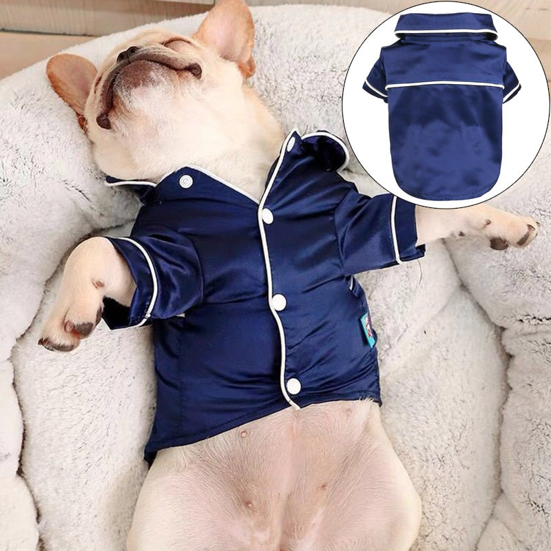 Silk French Bulldog Cozy Pajama Set for Dog Moms & Dads-fadou
