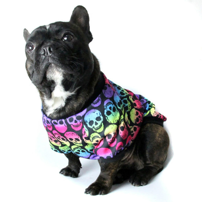 Skull French Bulldog Cotton Tee for Brachycephalic Dogs-fadou