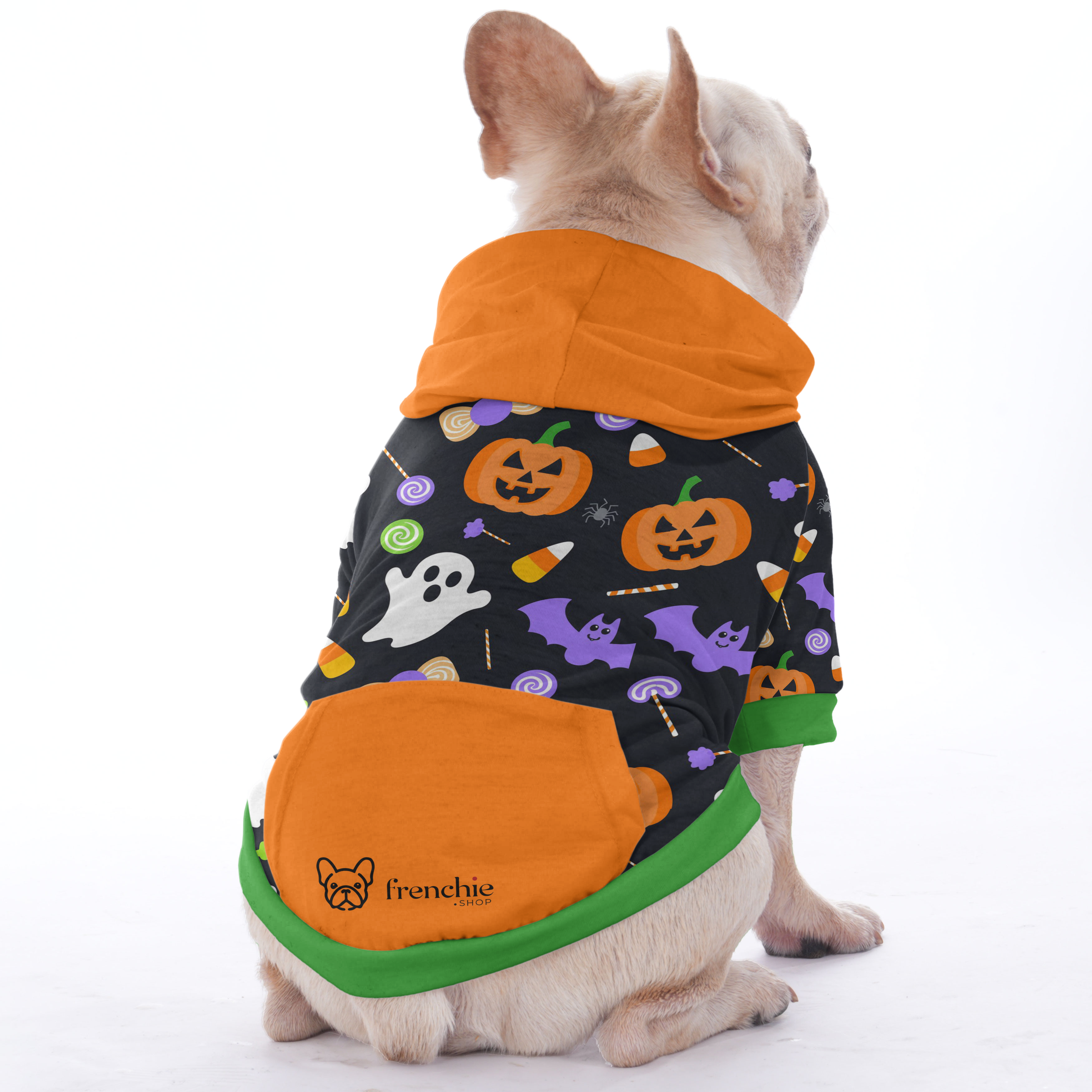 French Bulldog Halloween Fleece Hoodie for Flat-Face Breeds-fadou