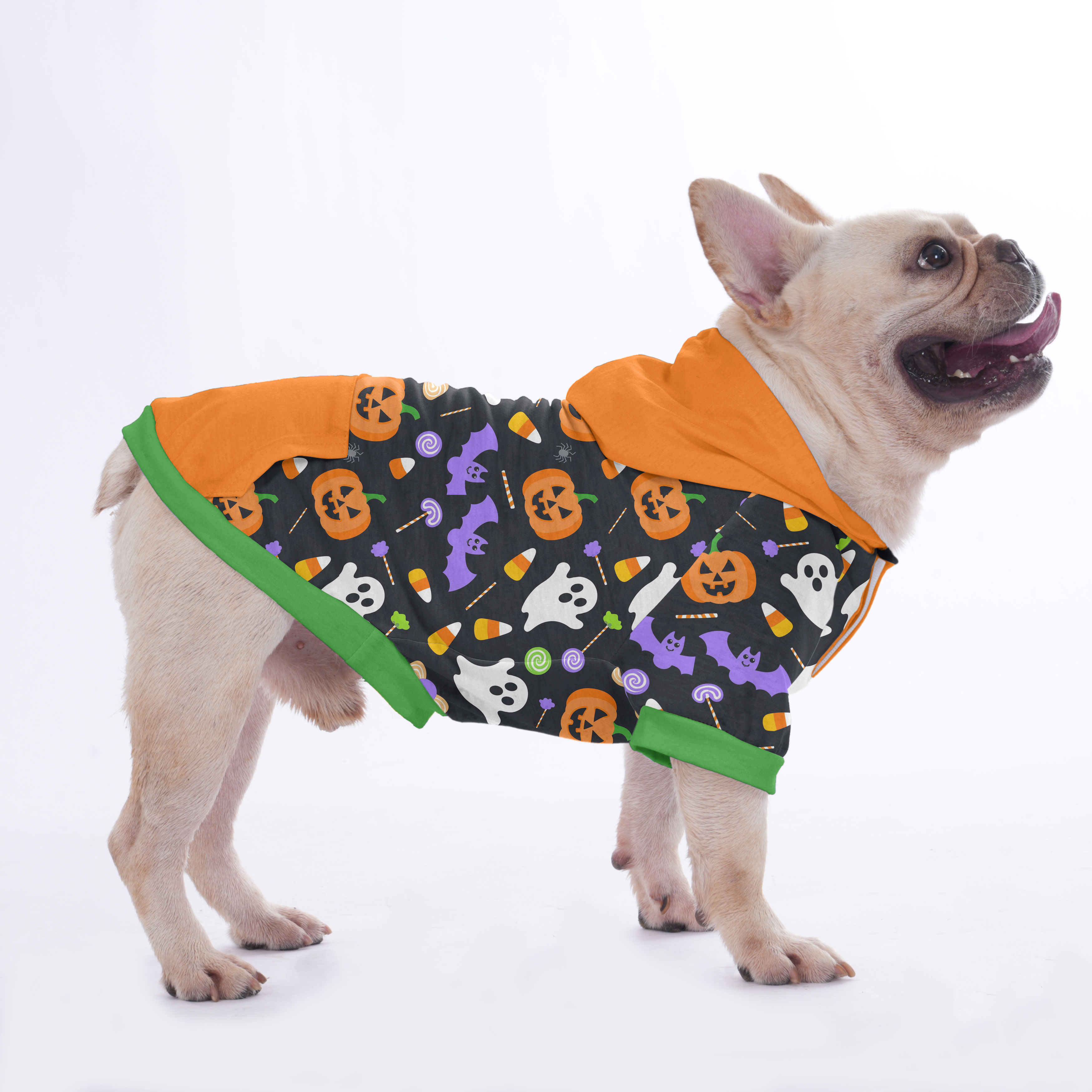 French Bulldog Halloween Fleece Hoodie for Flat-Face Breeds-fadou