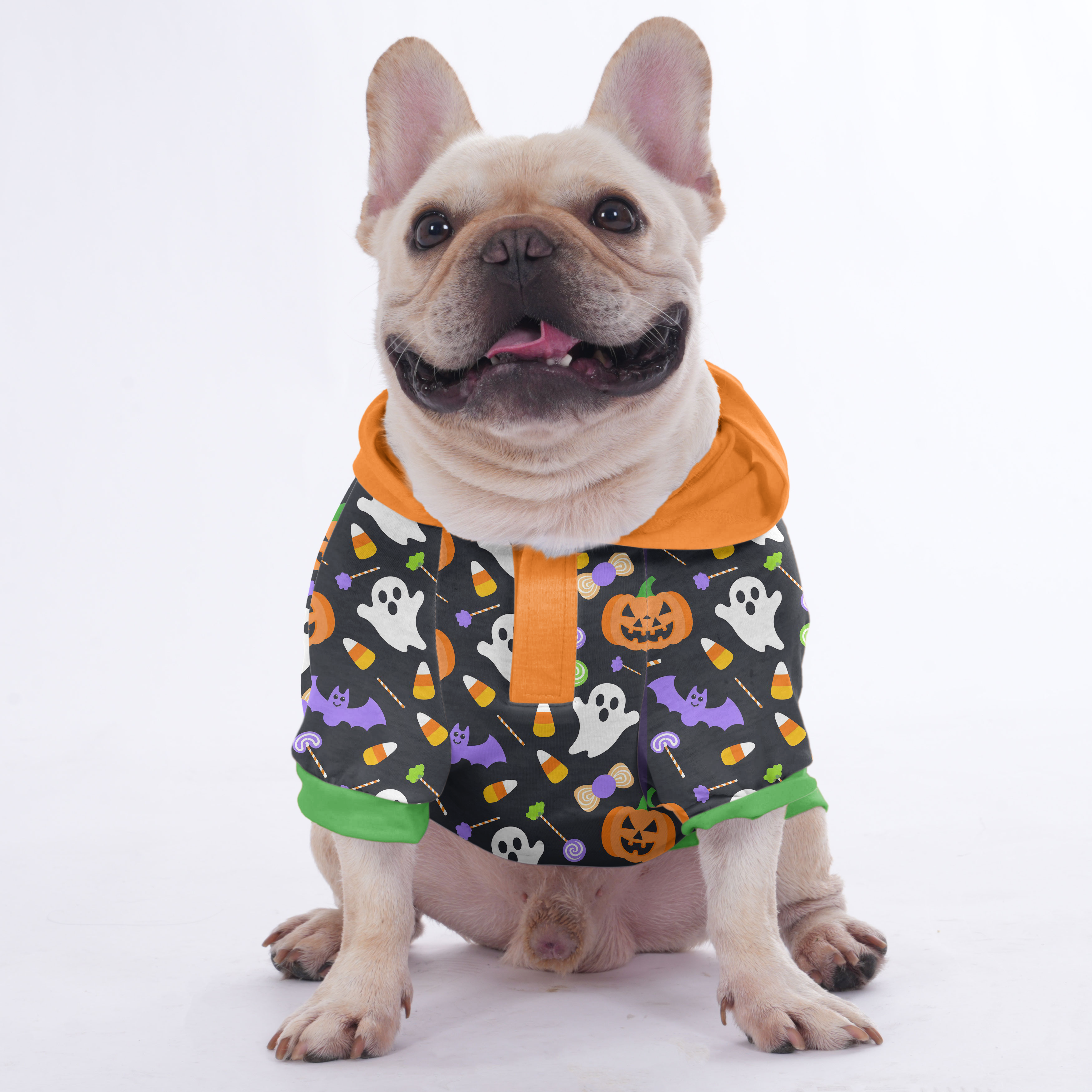 French Bulldog Halloween Fleece Hoodie for Flat-Face Breeds-fadou