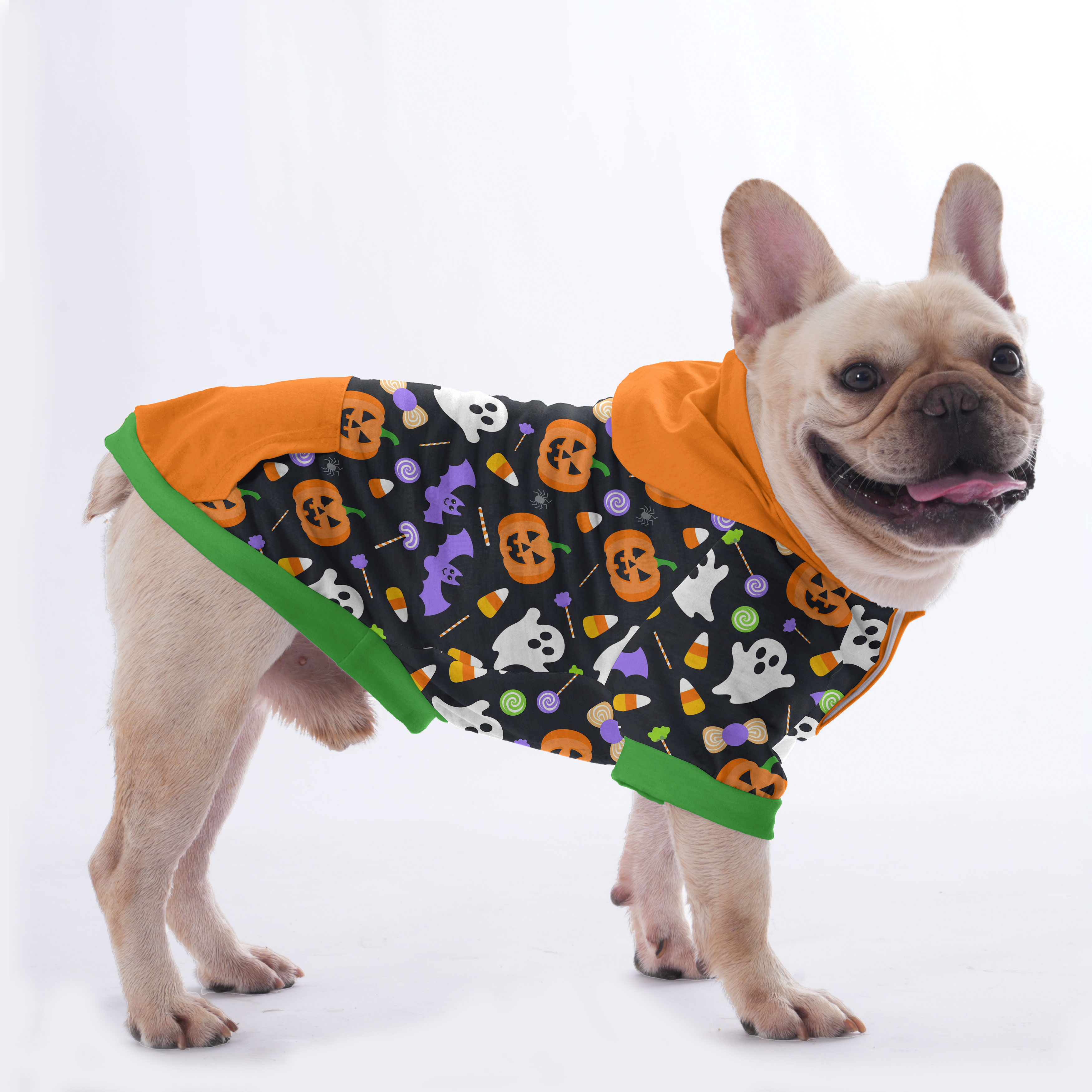 French Bulldog Halloween Fleece Hoodie for Flat-Face Breeds-fadou