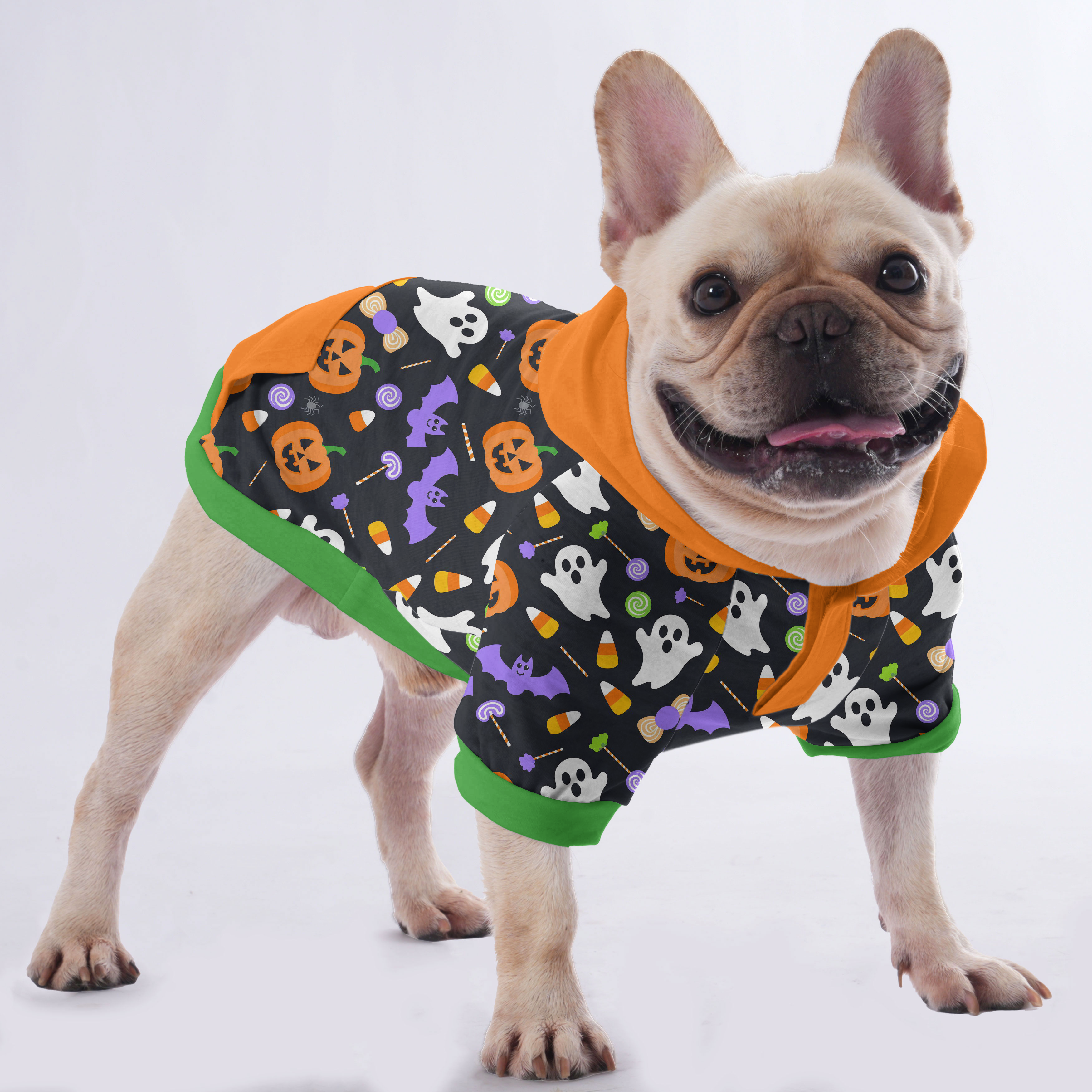 French Bulldog Halloween Fleece Hoodie for Flat-Face Breeds-fadou