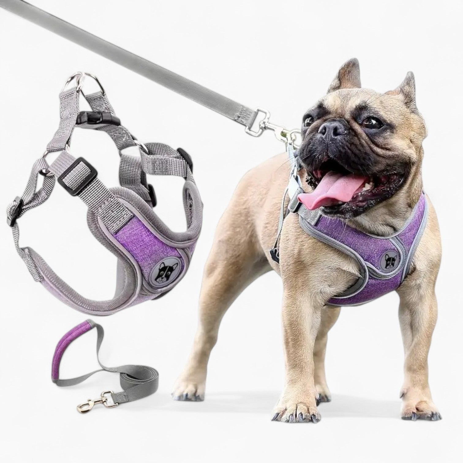 French Bulldog Breathable Chest Harness for Short-Nosed Dogs-fadou