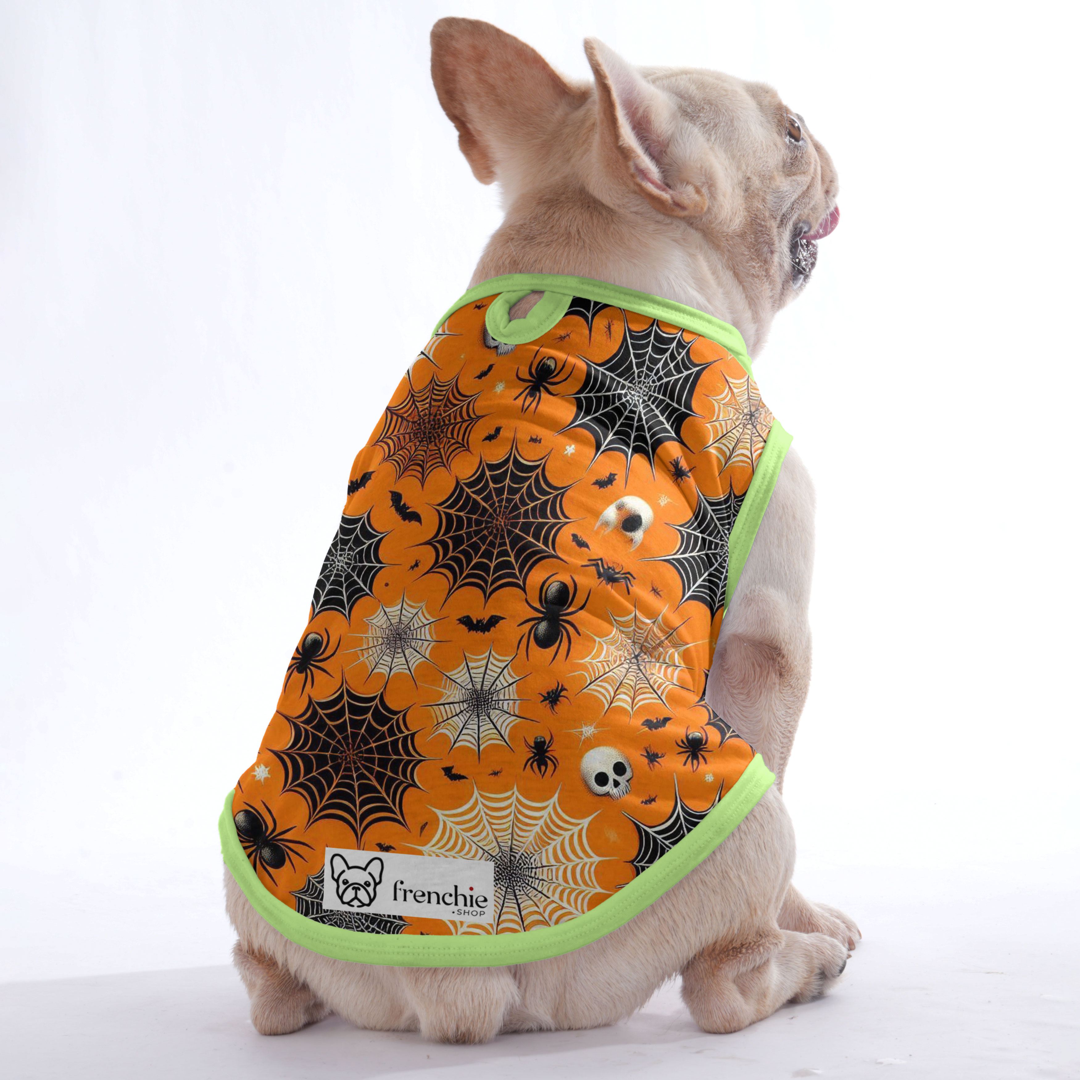 Spider French Bulldog Cotton Tee for Outdoor Adventures-fadou