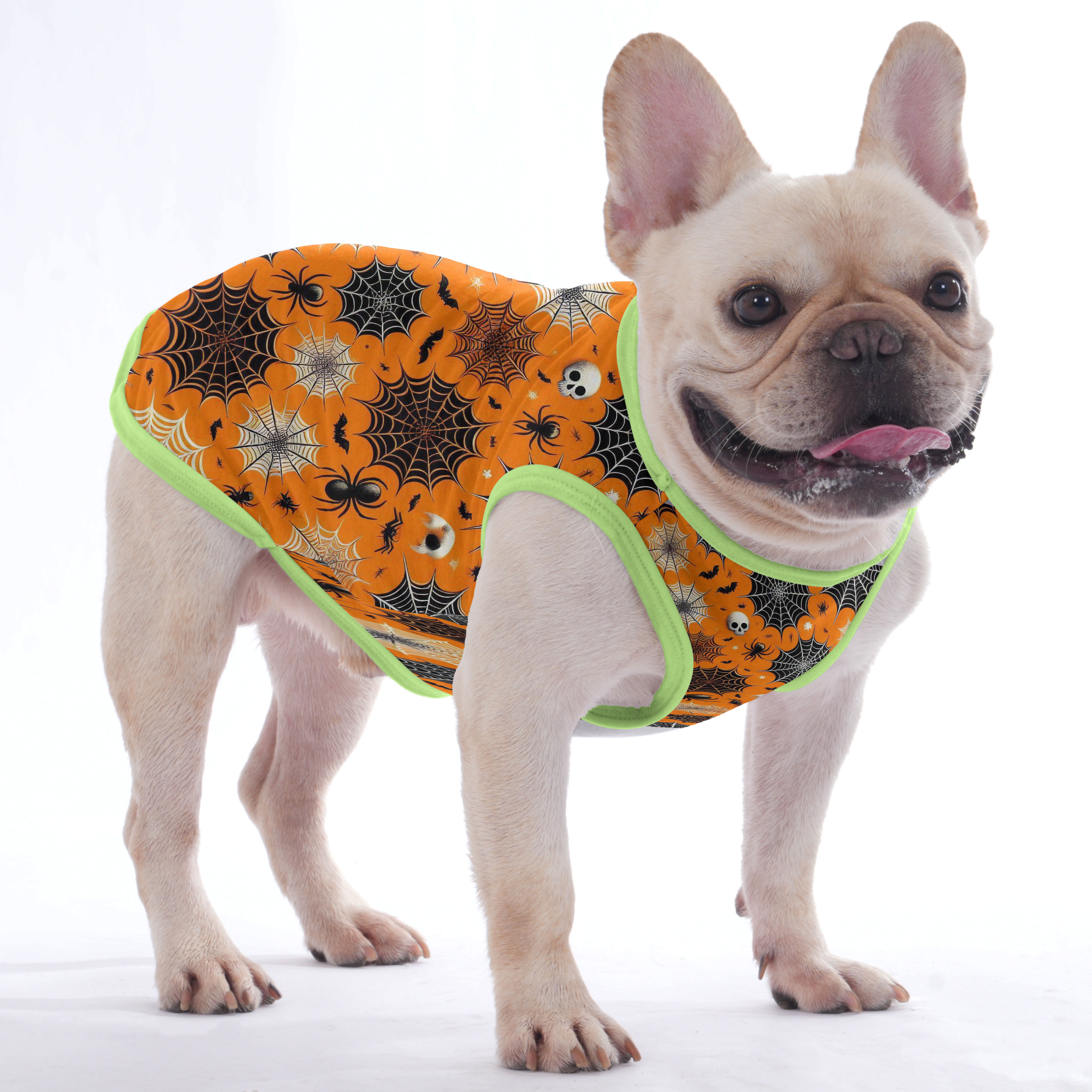 Spider French Bulldog Cotton Tee for Outdoor Adventures-fadou