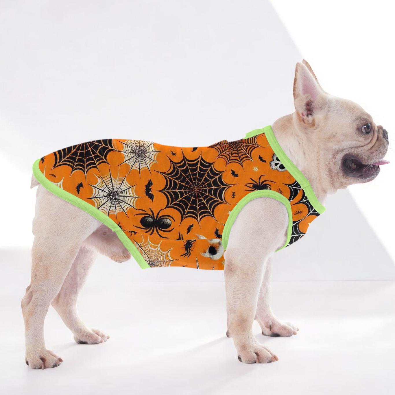 Spider French Bulldog Cotton Tee for Outdoor Adventures-fadou