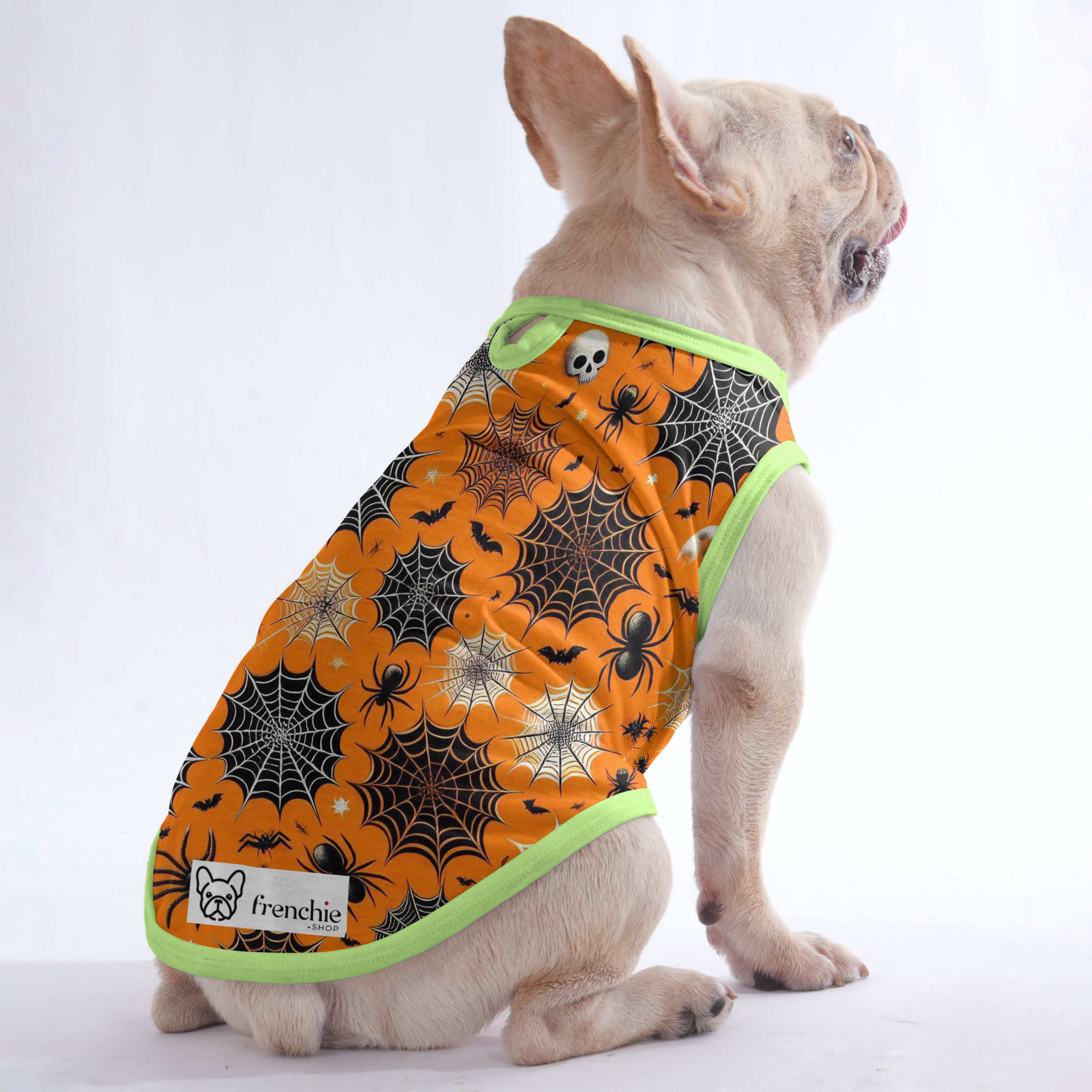 Spider French Bulldog Cotton Tee for Outdoor Adventures-fadou