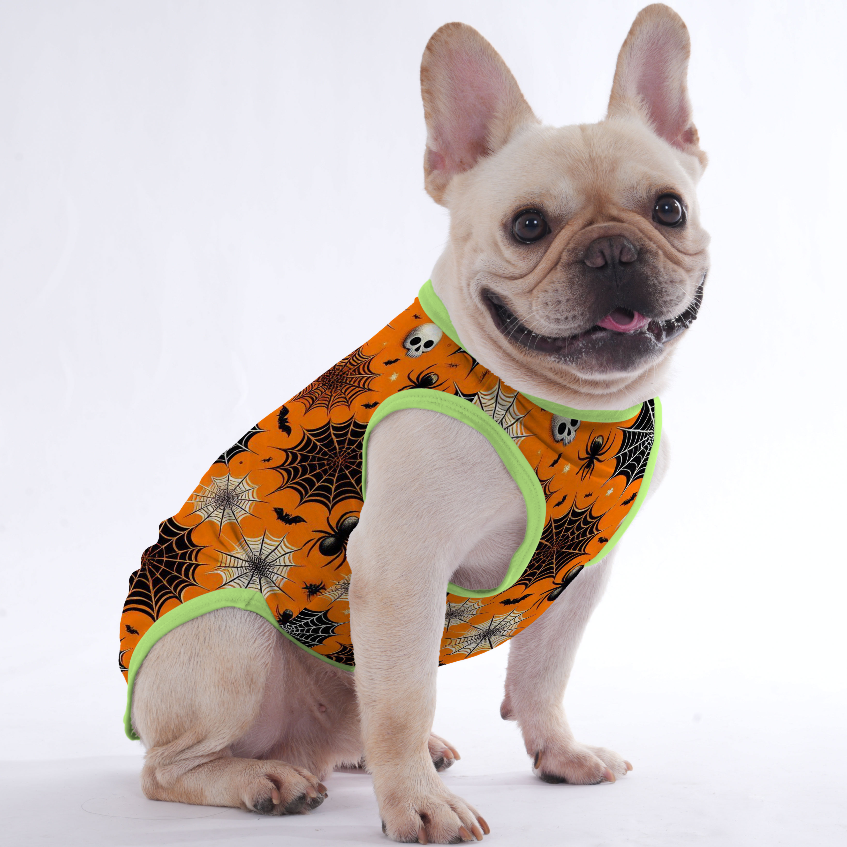 Spider French Bulldog Cotton Tee for Outdoor Adventures-fadou