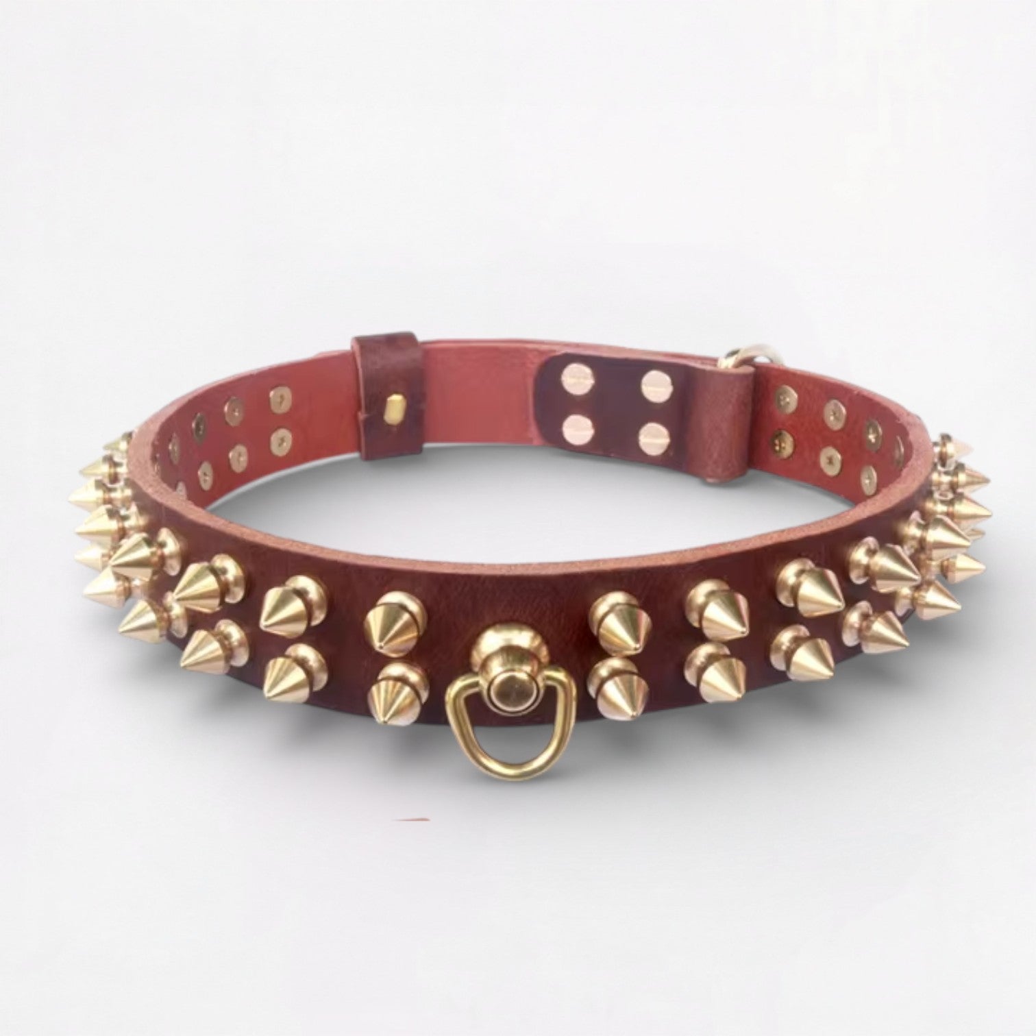 French Bulldog Leather Neck Collar for Short-Nosed Dogs-fadou