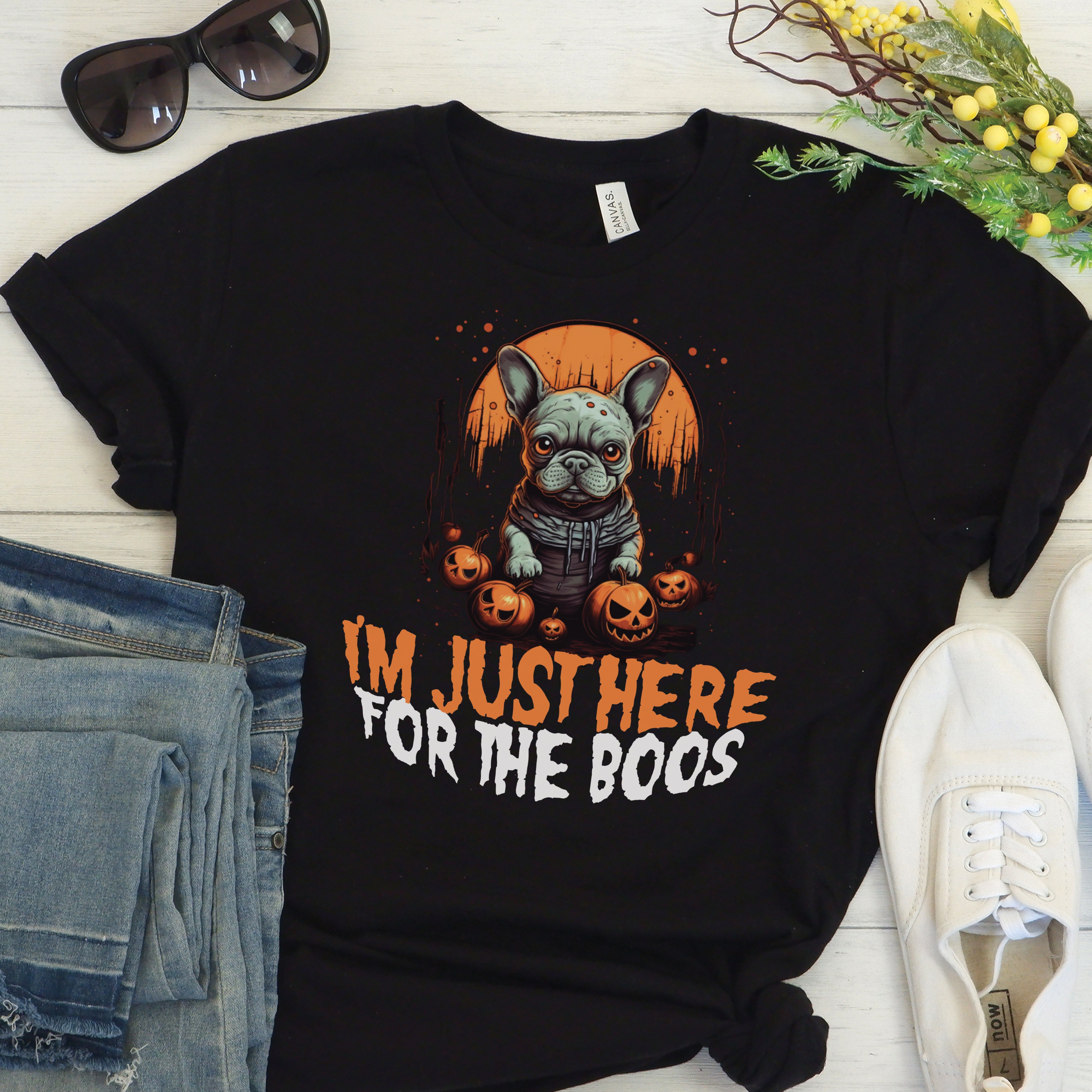 Spook French Bulldog Graphic Tee for Frenchie Enthusiasts-fadou