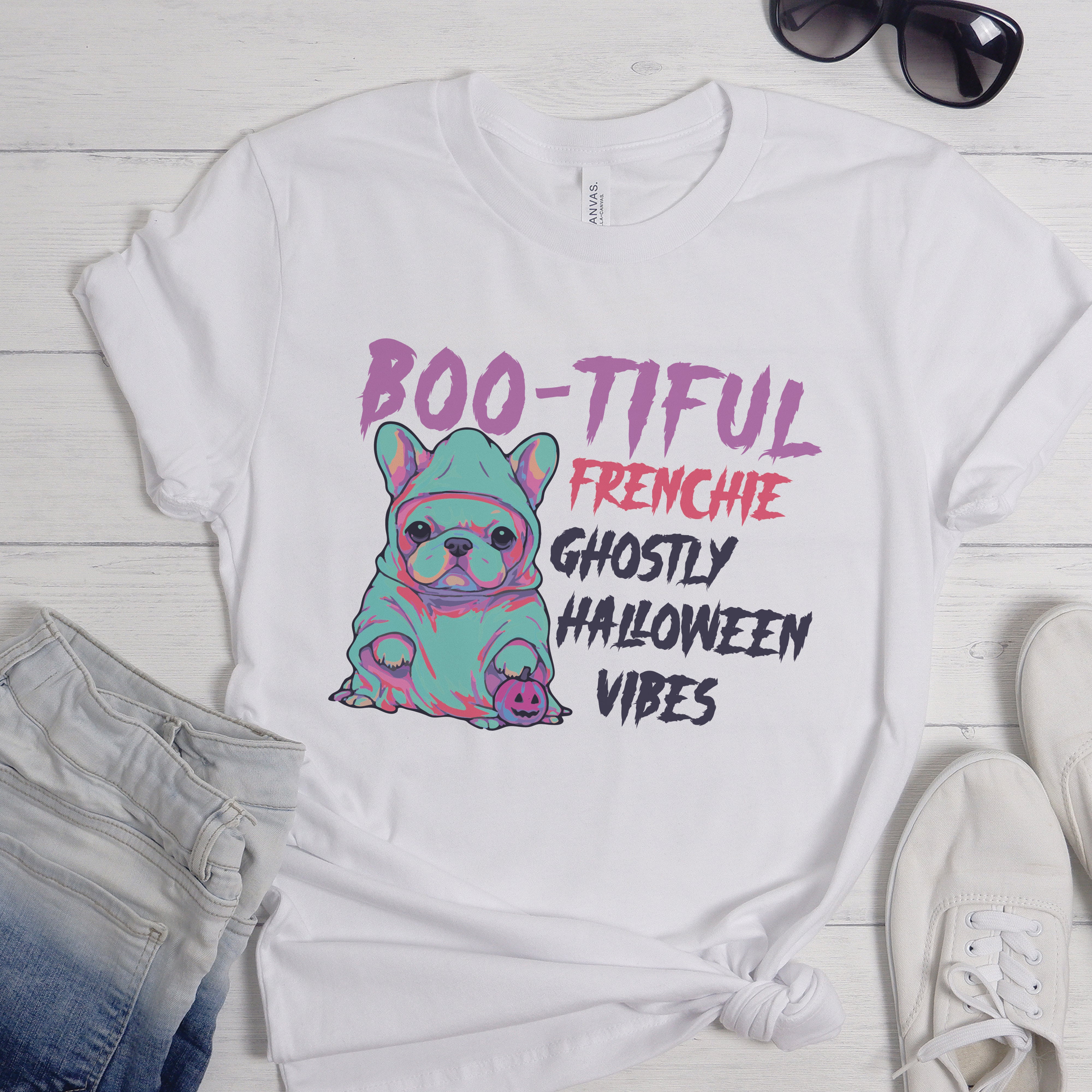 Spooktacular French Bulldog Cotton T-Shirt for Dog Park Days-fadou