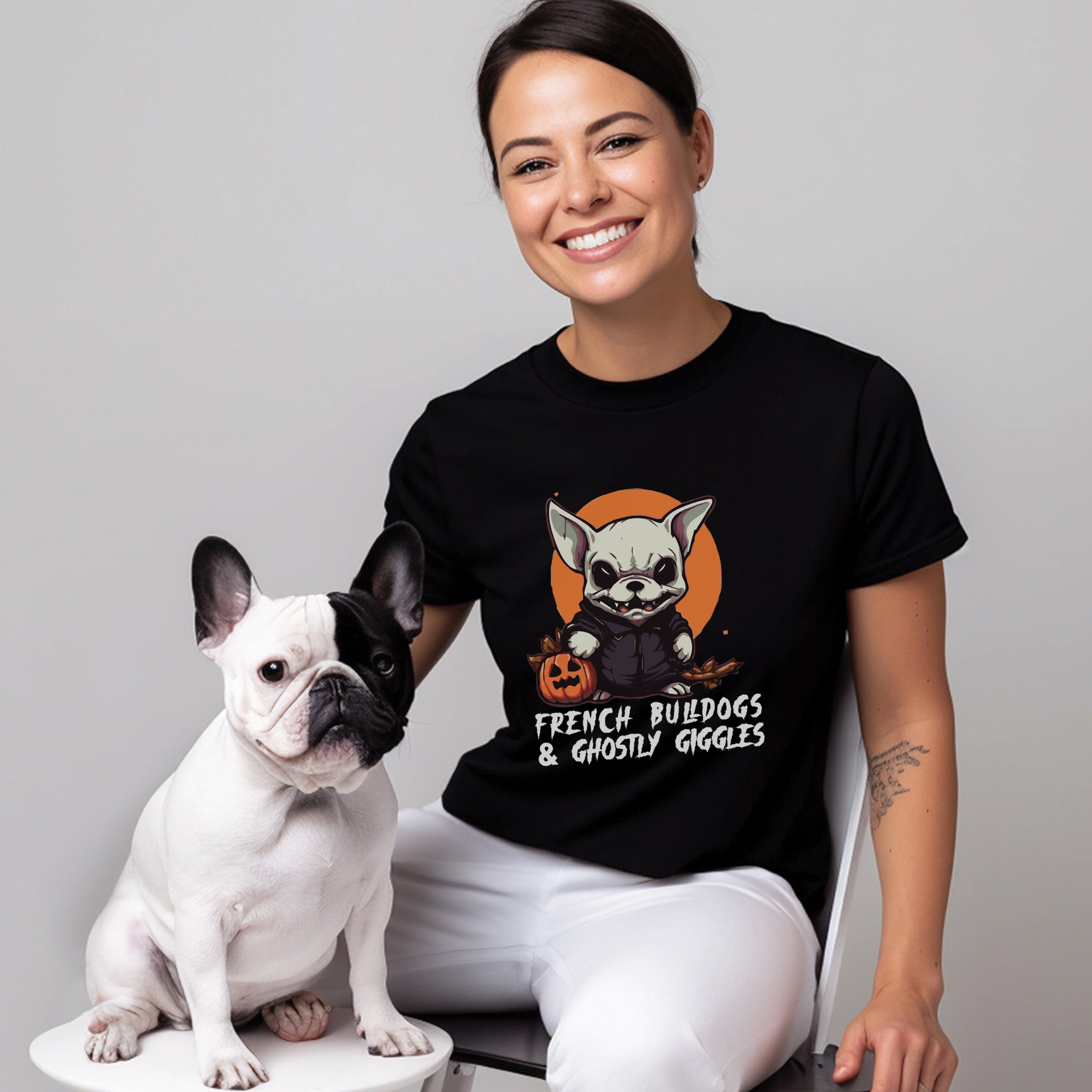 French Bulldog Halloween Graphic Tee for Frenchie Enthusiasts-fadou
