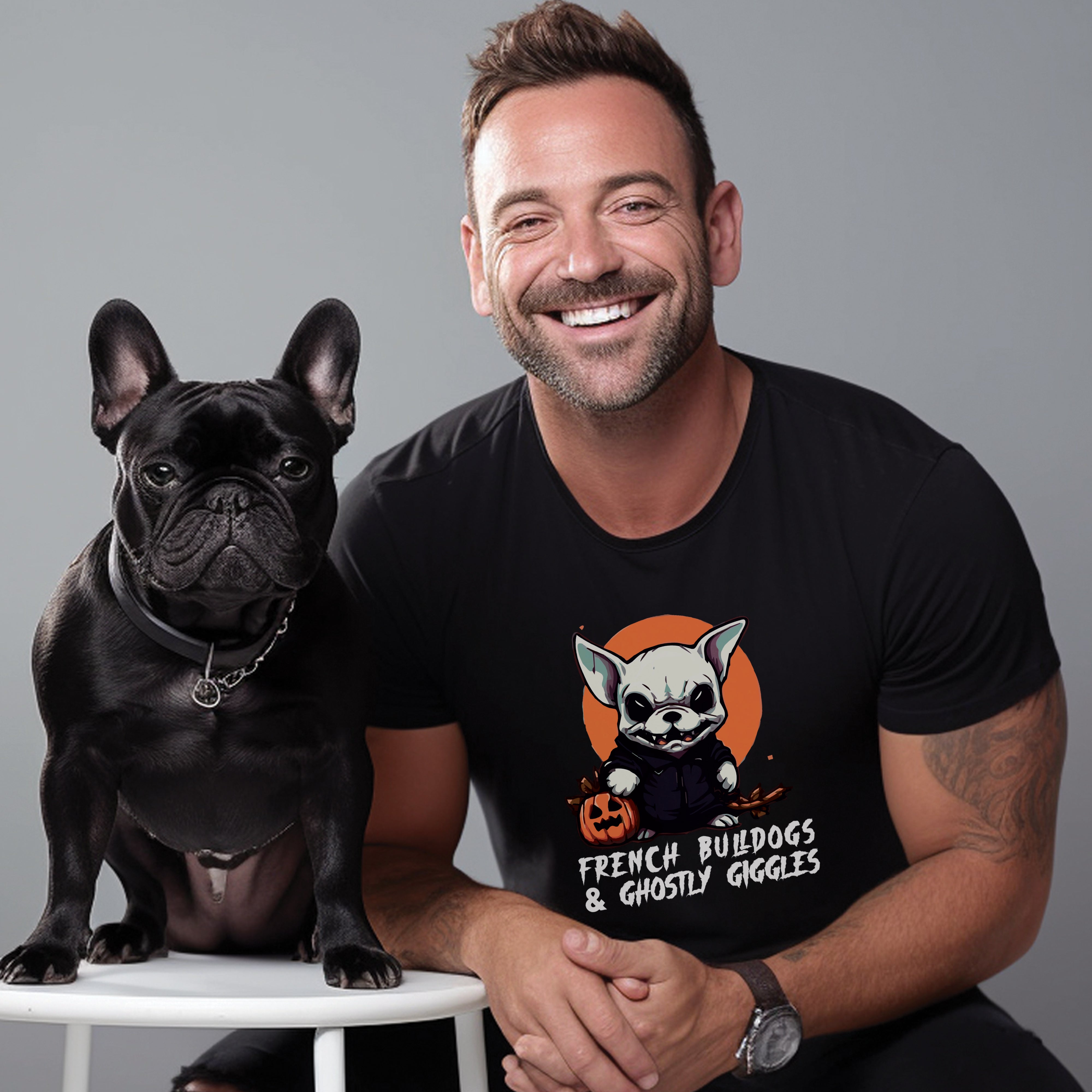 French Bulldog Halloween Graphic Tee for Frenchie Enthusiasts-fadou