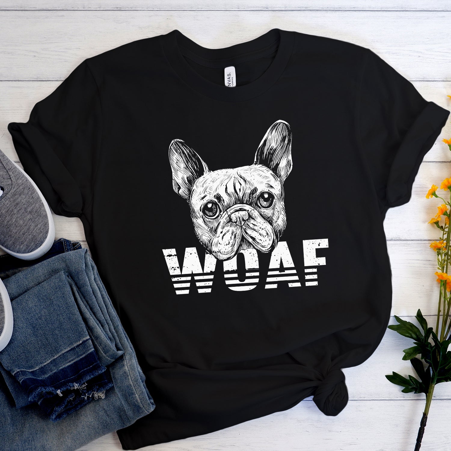 WOAF French Bulldog Graphic Tee for Frenchie Enthusiasts-fadou
