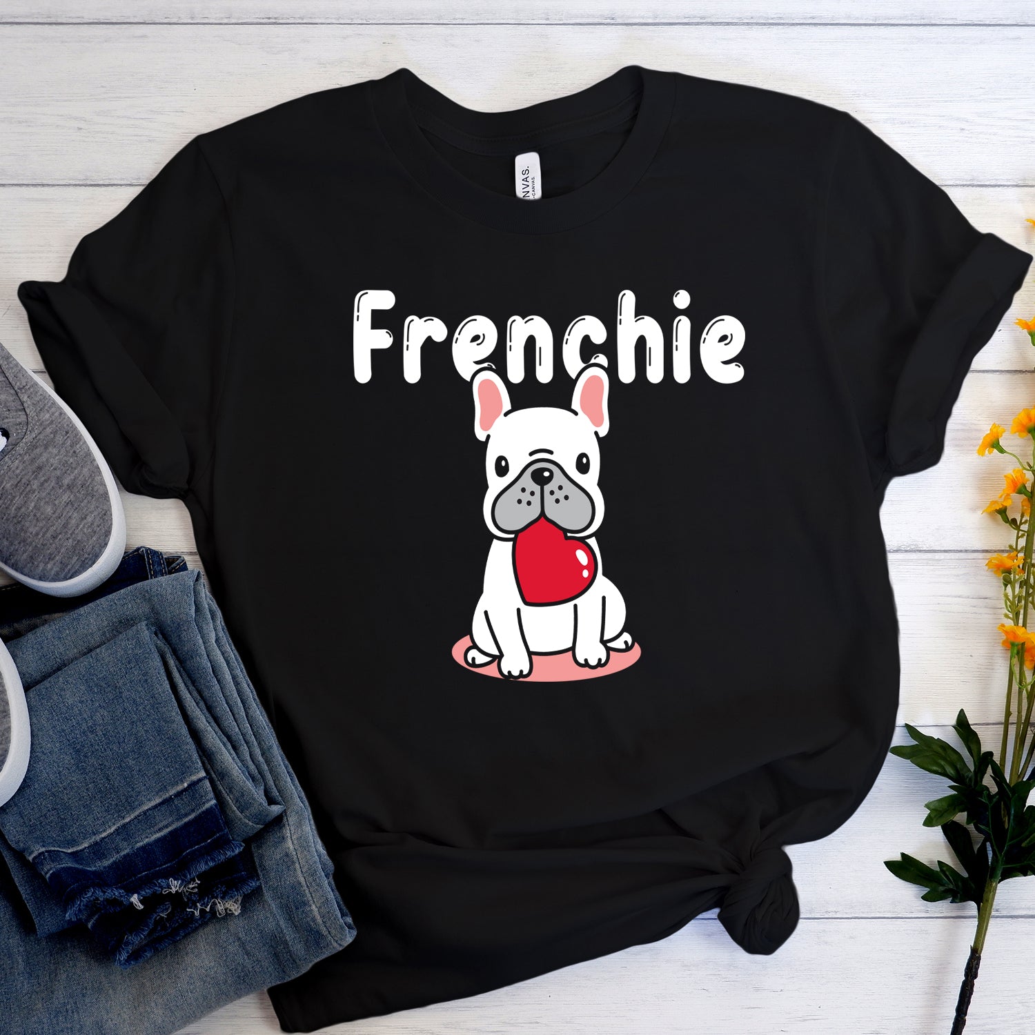 Lovely French Bulldog Graphic Tee for Frenchie Enthusiasts-fadou