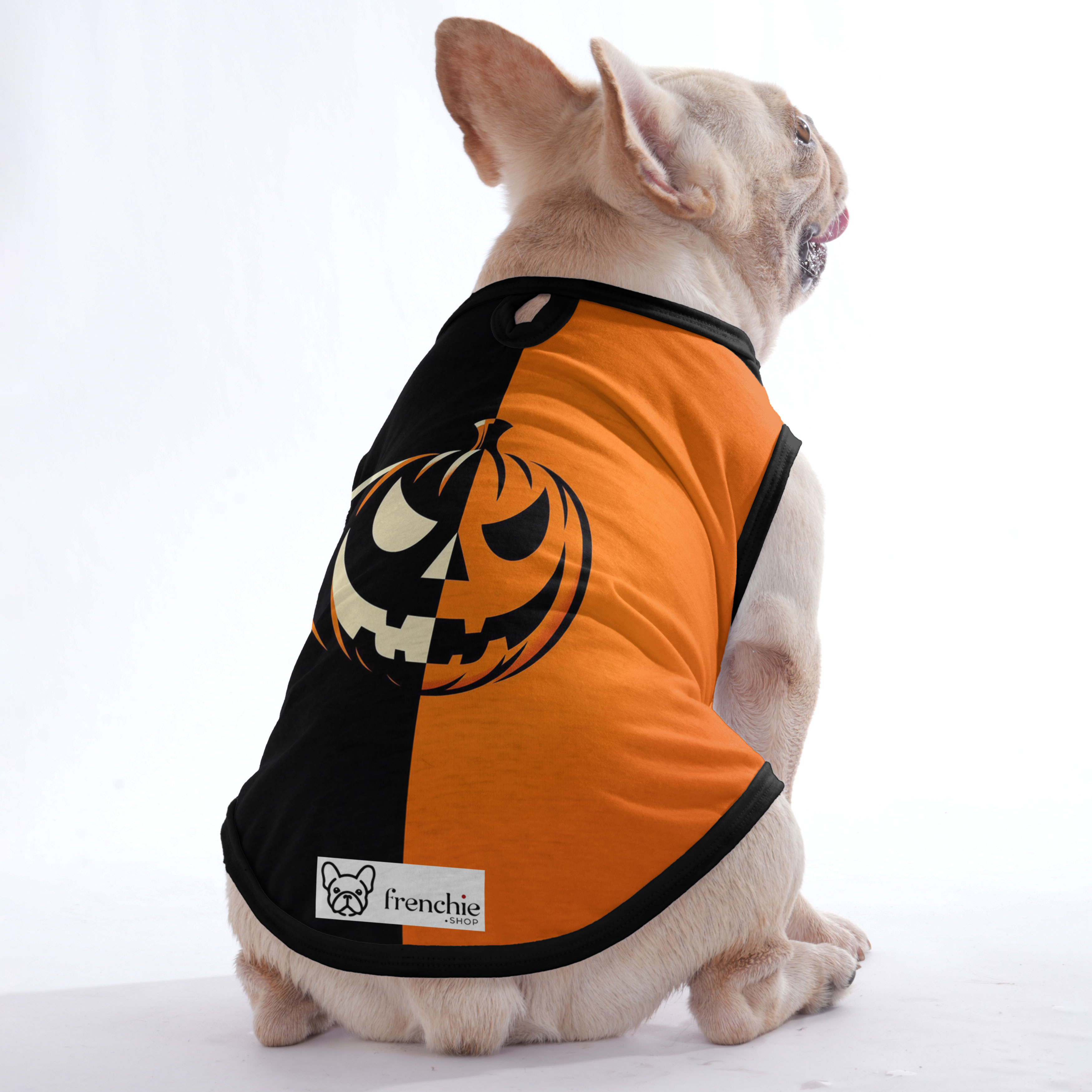 French Bulldog Halloween Cotton Tee for Outdoor Adventures-fadou