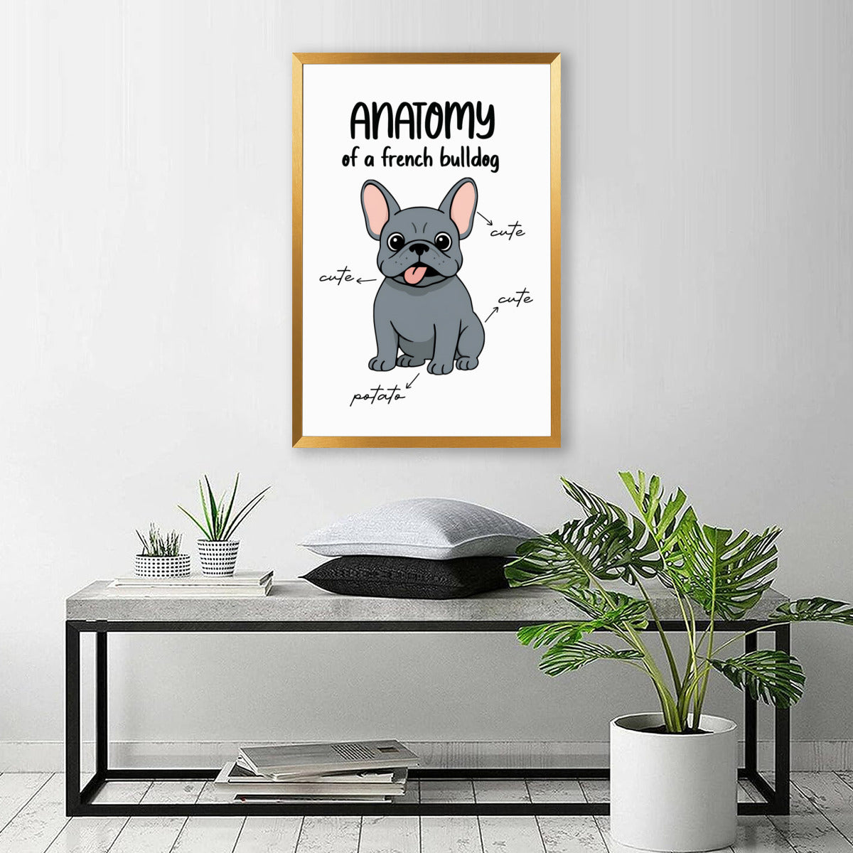 Biscuit French Bulldog Canvas Wall Art for Bulldog Owners-fadou