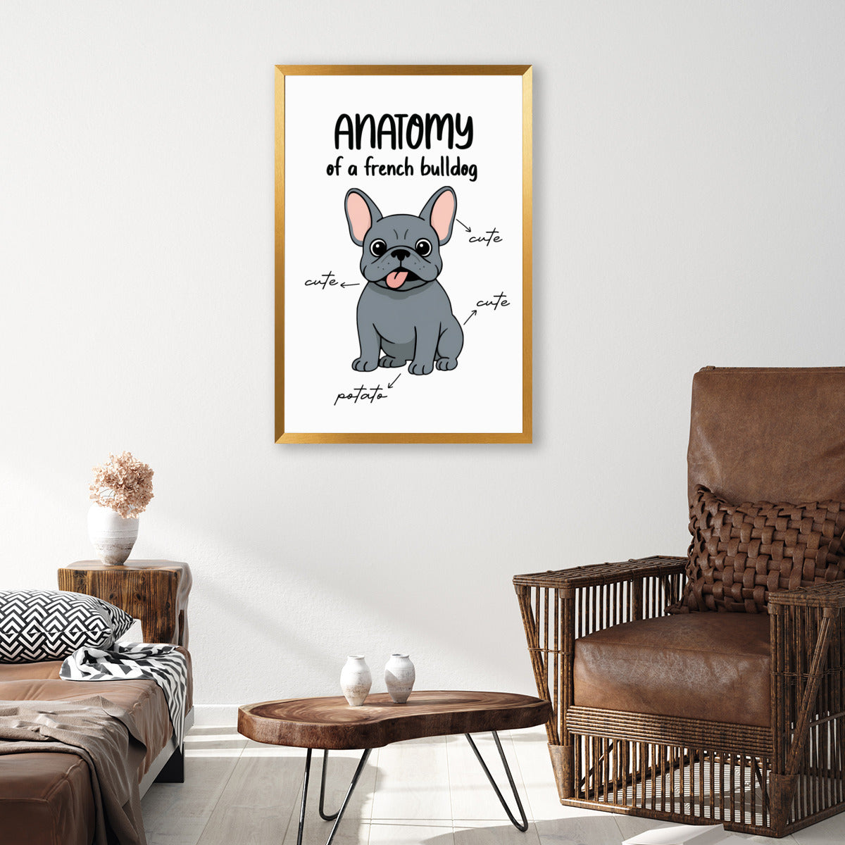 Biscuit French Bulldog Canvas Wall Art for Bulldog Owners-fadou