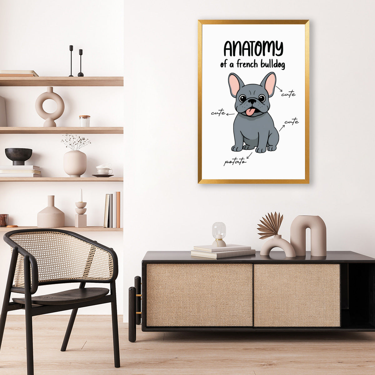 Biscuit French Bulldog Canvas Wall Art for Bulldog Owners-fadou