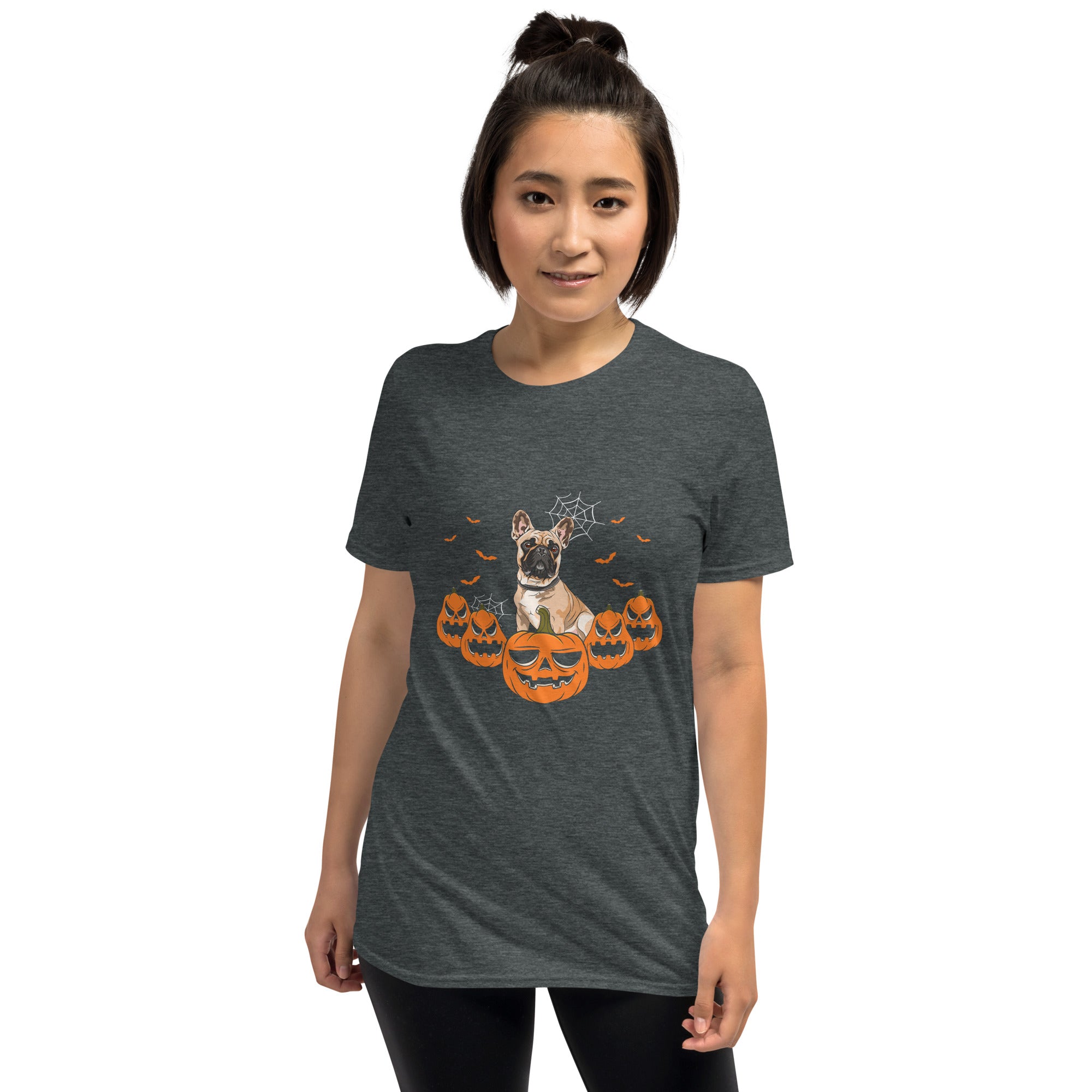 Frenchiegraph Halloween Cotton T-Shirt for Bulldog Owners-fadou