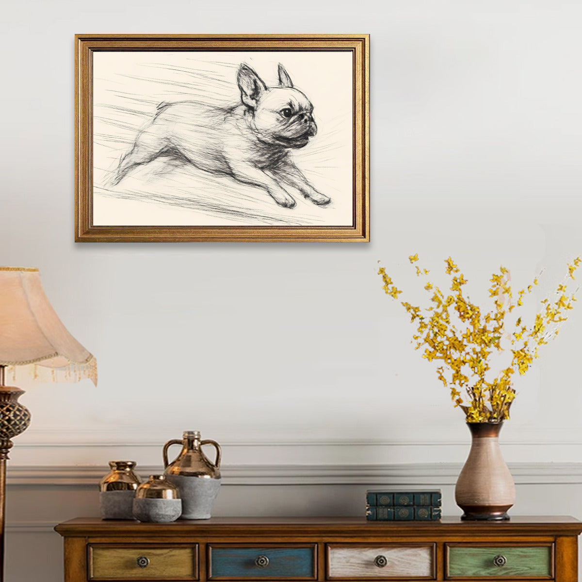 Waffles French Bulldog Wall Print for Frenchie Enthusiasts-fadou