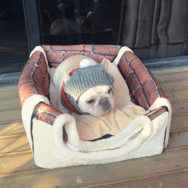 Winter French Bulldog Cozy Sofa Bed for French Bulldogs-fadou