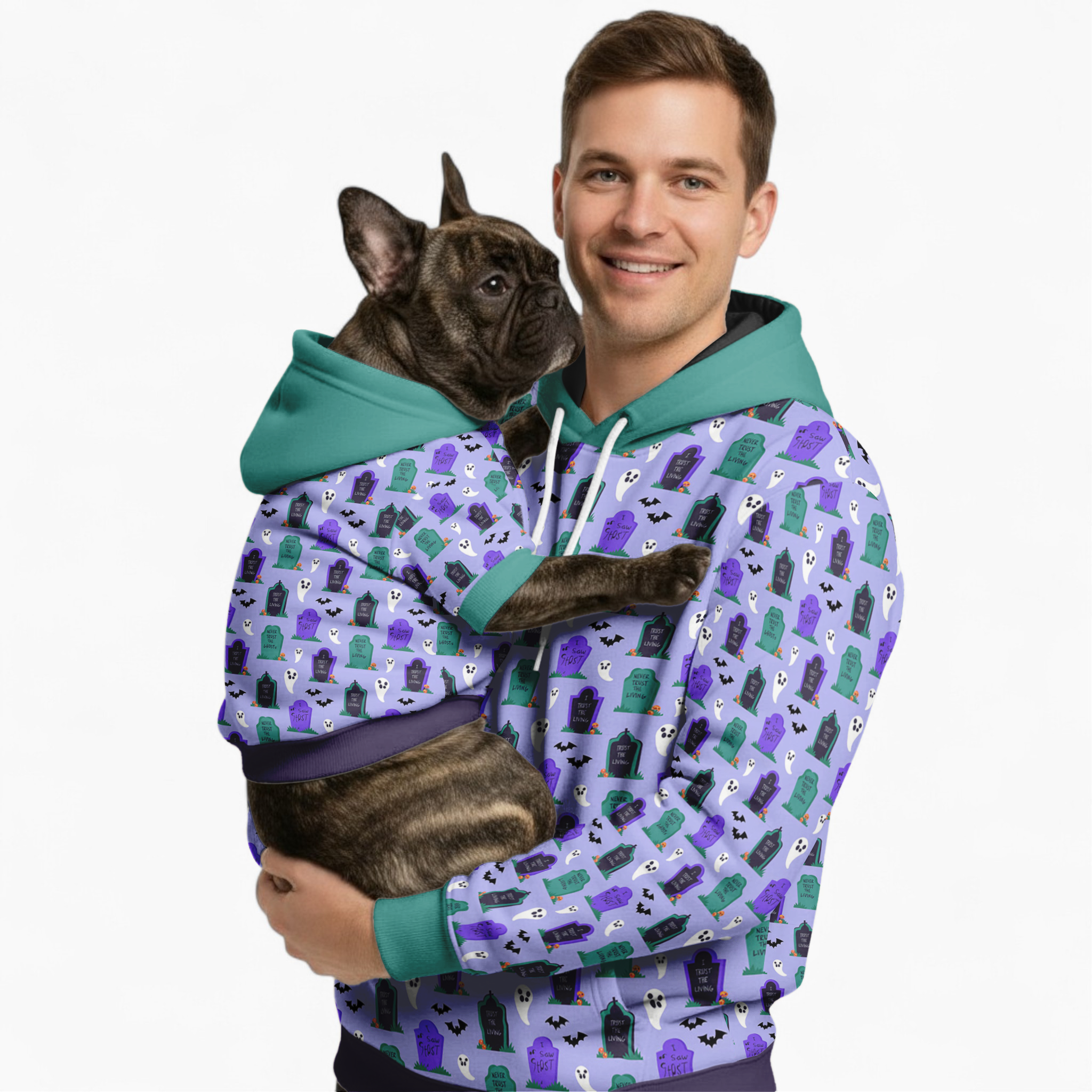 Ginger French Bulldog Fleece Hoodie for Frenchie Enthusiasts-fadou