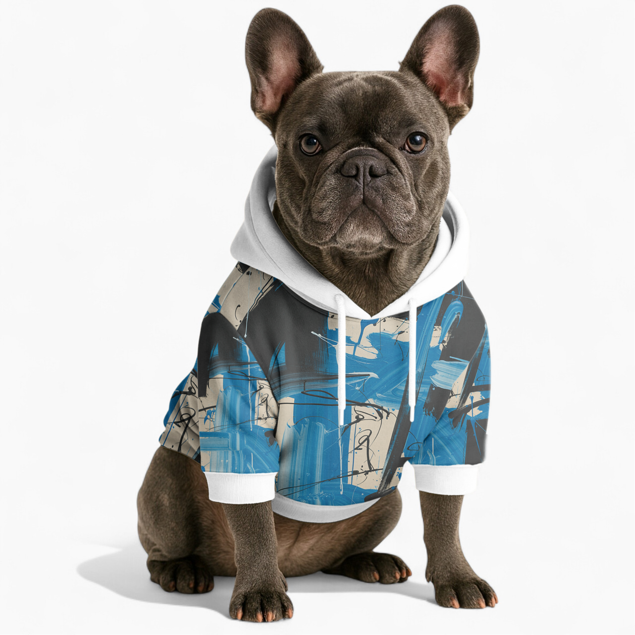 Avi French Bulldog Fleece Hoodie for Outdoor Adventures-fadou