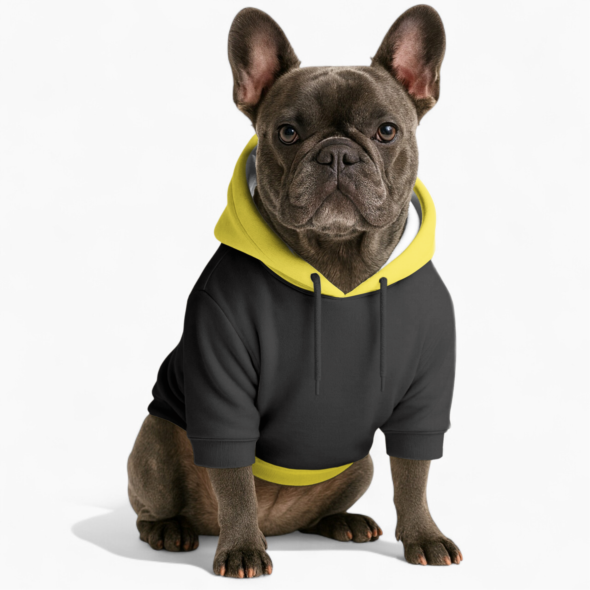 DARK French Bulldog Fleece Hoodie for Outdoor Adventures-fadou