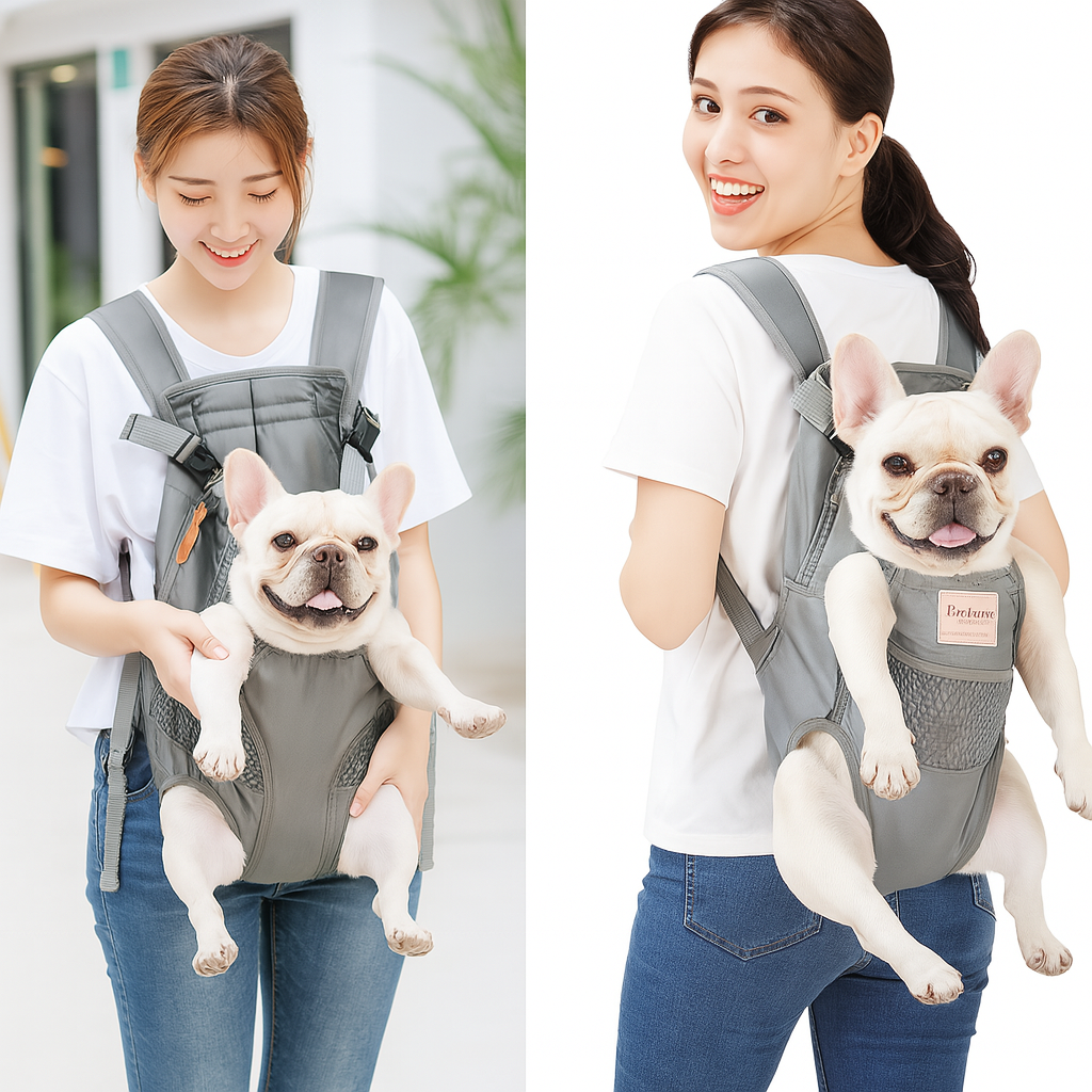 French Bulldog Lightweight Travel Sling for Short-Nosed Dogs-fadou